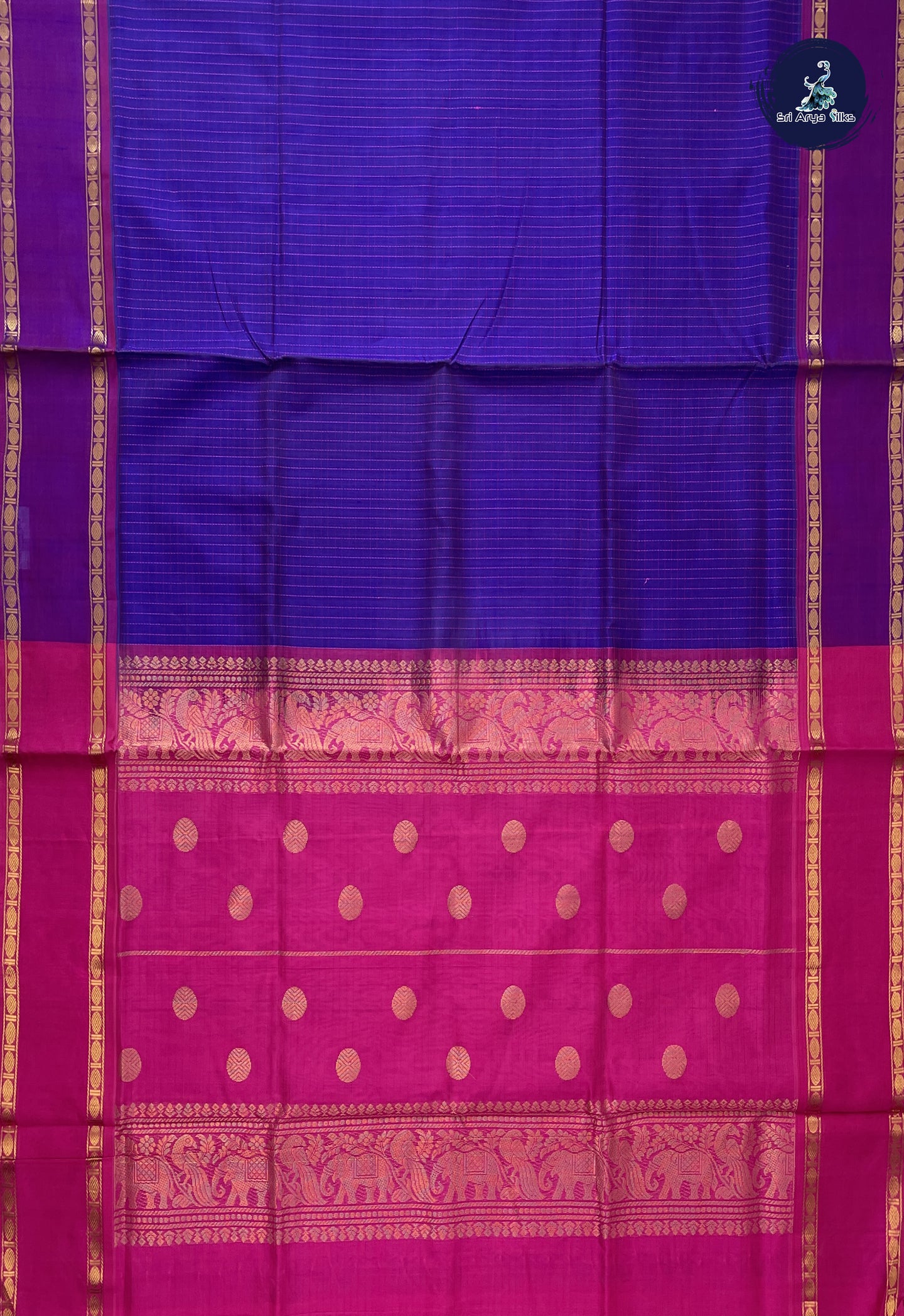 Purple Silk Cotton Saree With Thread Work Pattern
