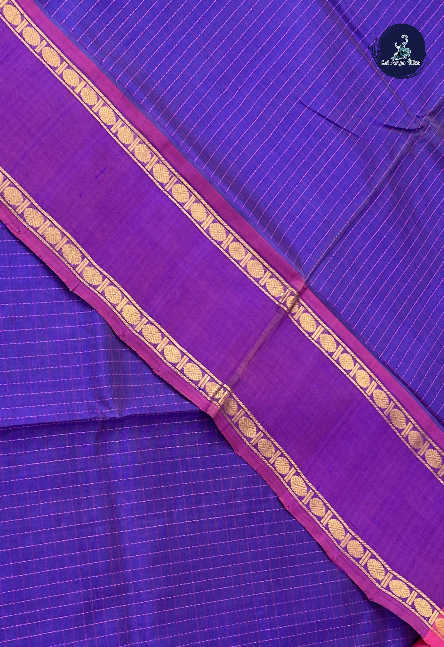 Purple Silk Cotton Saree With Thread Work Pattern