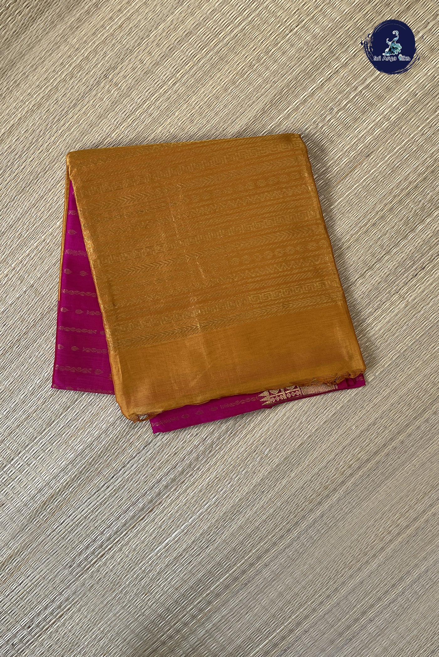 Rani Pink Bridal Silk Cotton Saree With Stripes Pattern