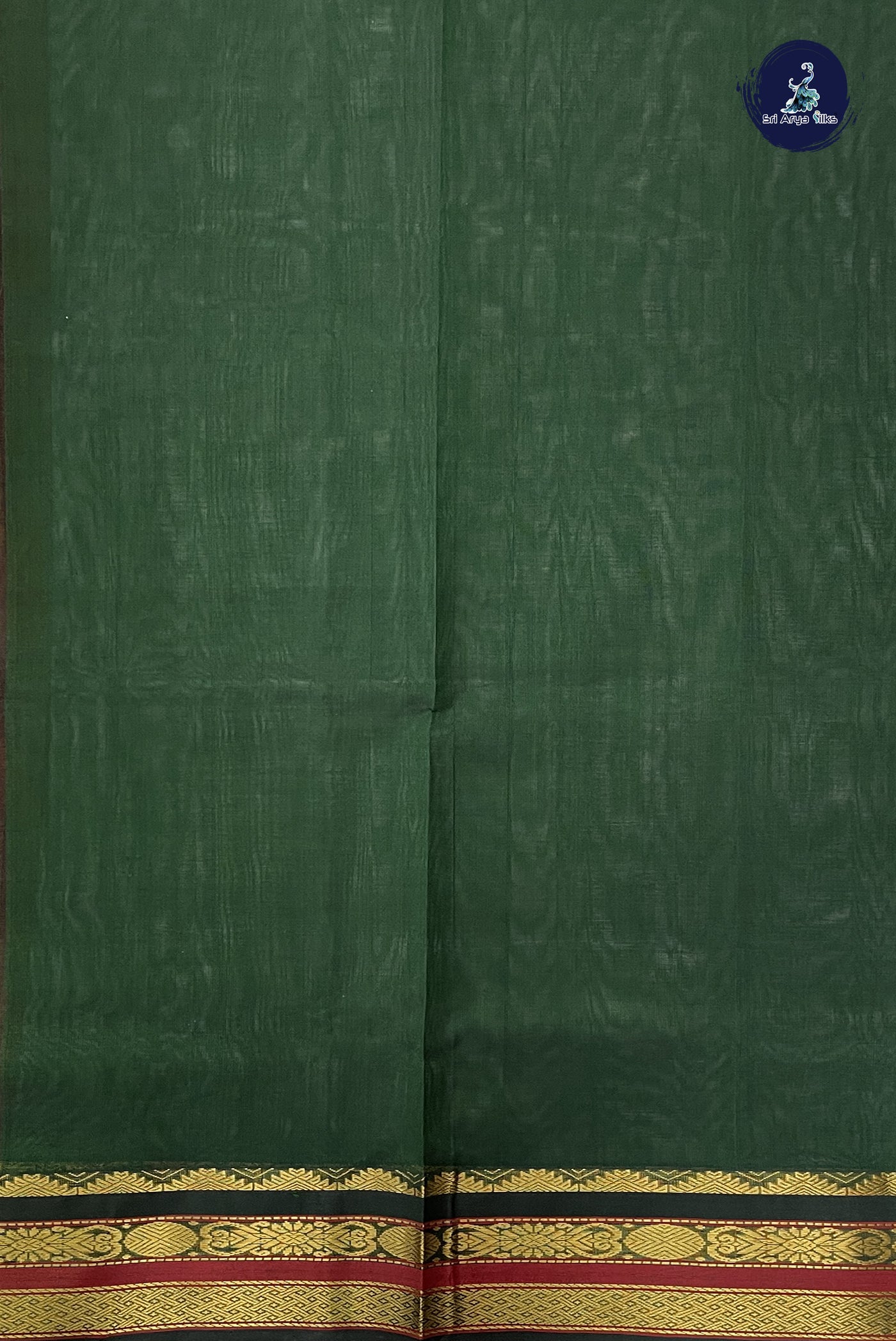 Orange Korvai Contrast Silk Saree With Plain Pattern