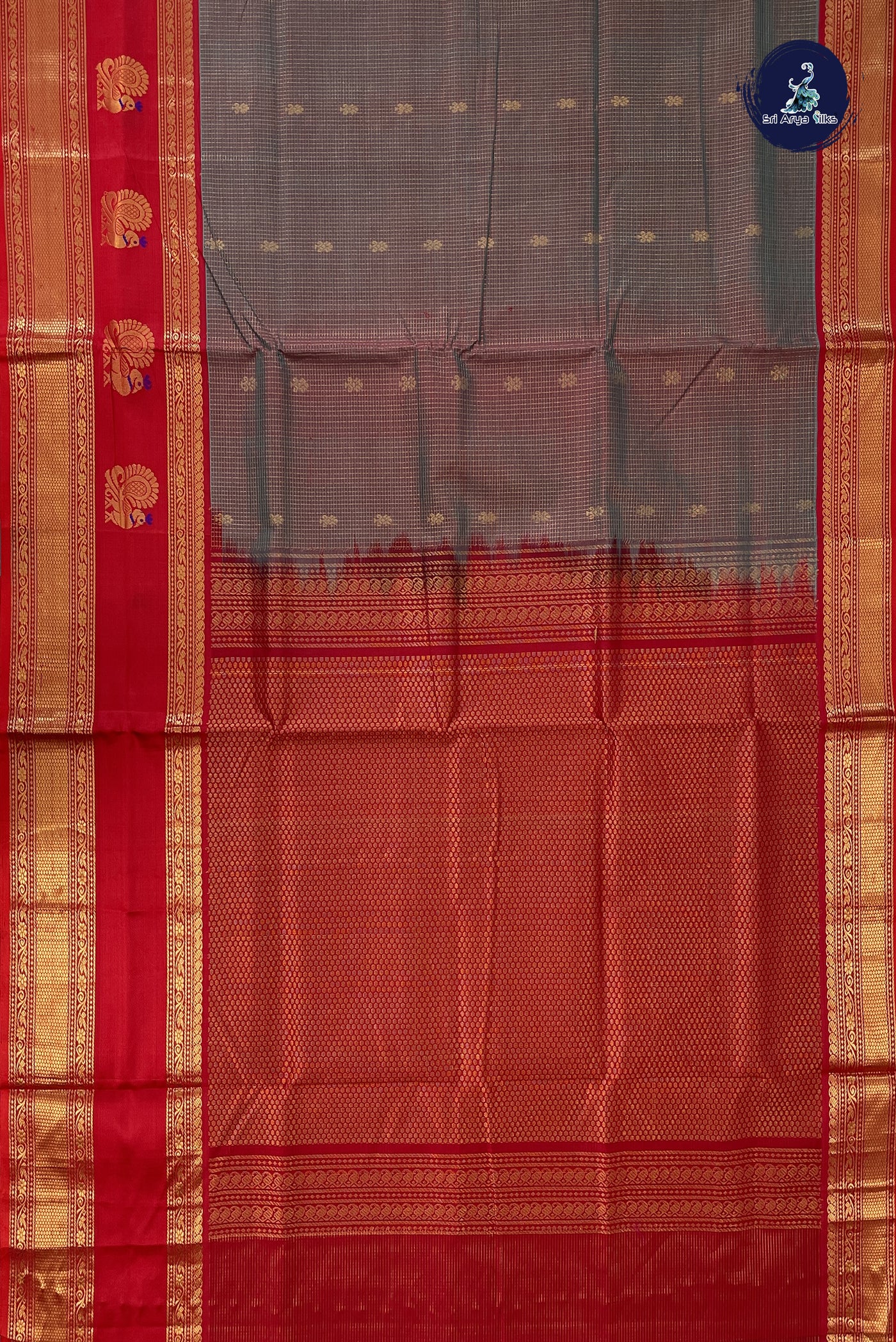 Manthulir Bridal Silk Cotton Saree With Zari Checked Pattern