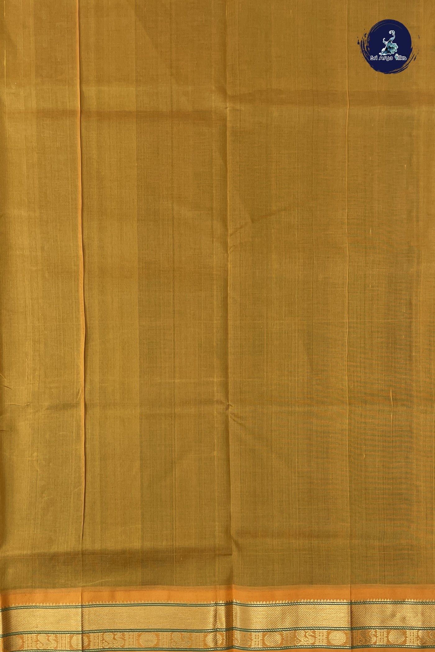 Bottle Green Korvai Silk Cotton Saree With Plain Pattern