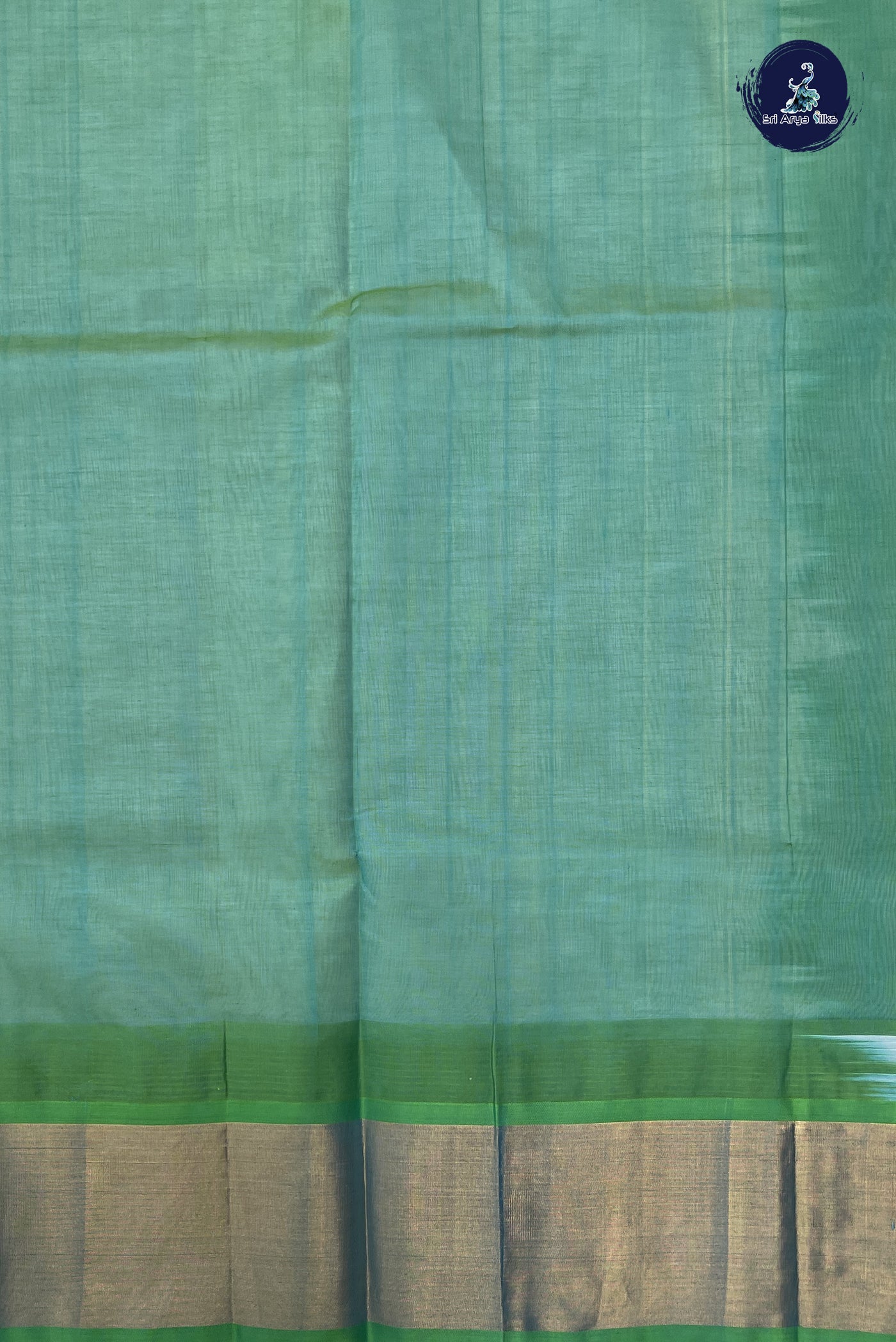 Off White Korvai Silk Cotton Saree With Plain Pattern