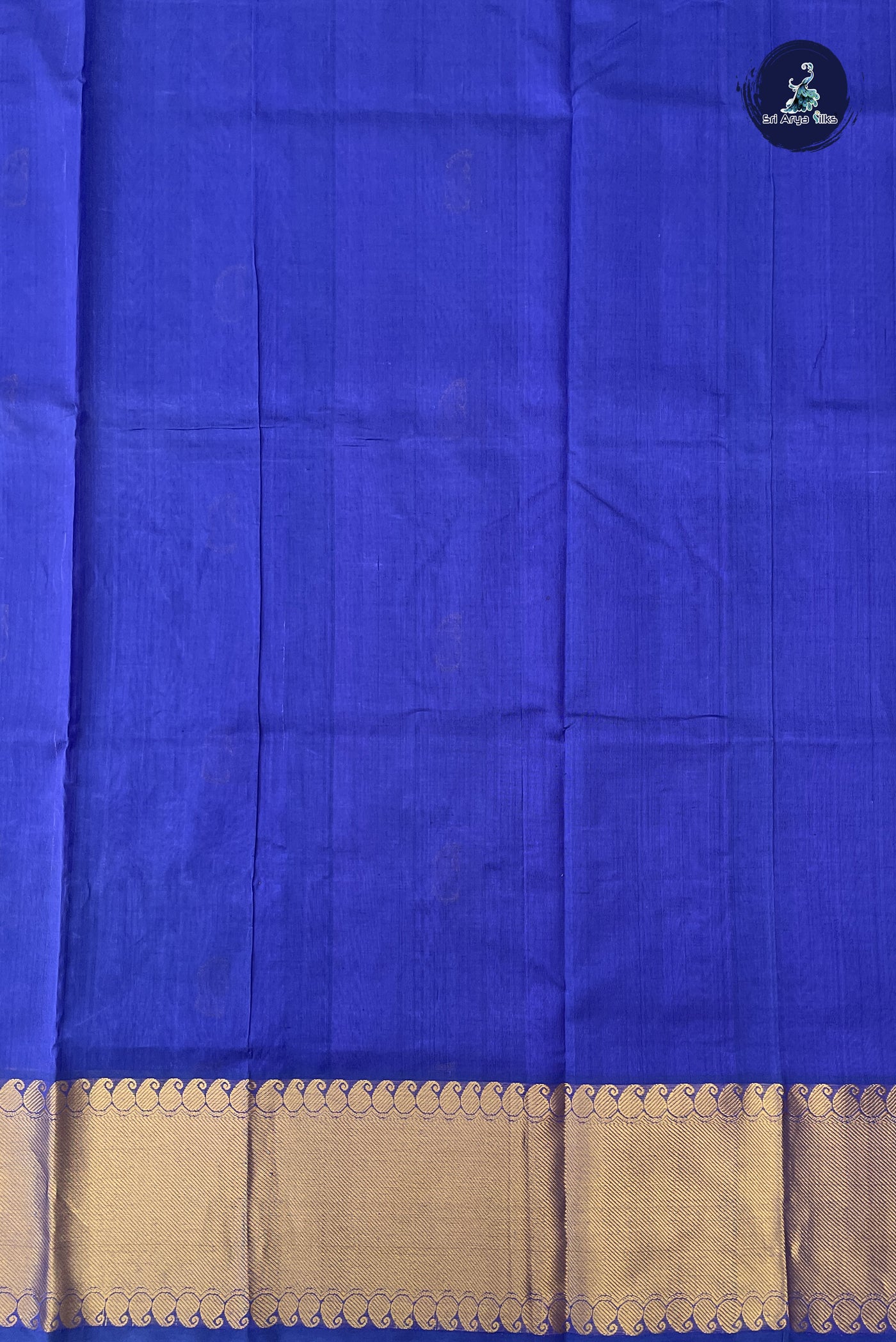 Dark Blue Bridal Silk Cotton Saree With Zari Buttas Pattern