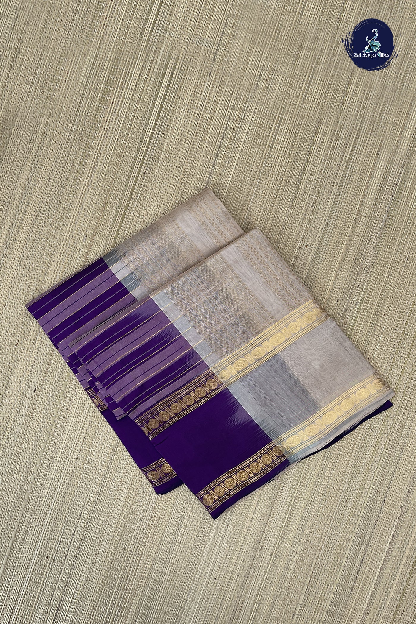 Jamun Simple Silk Cotton Saree With Vaazhapoo Design Pattern