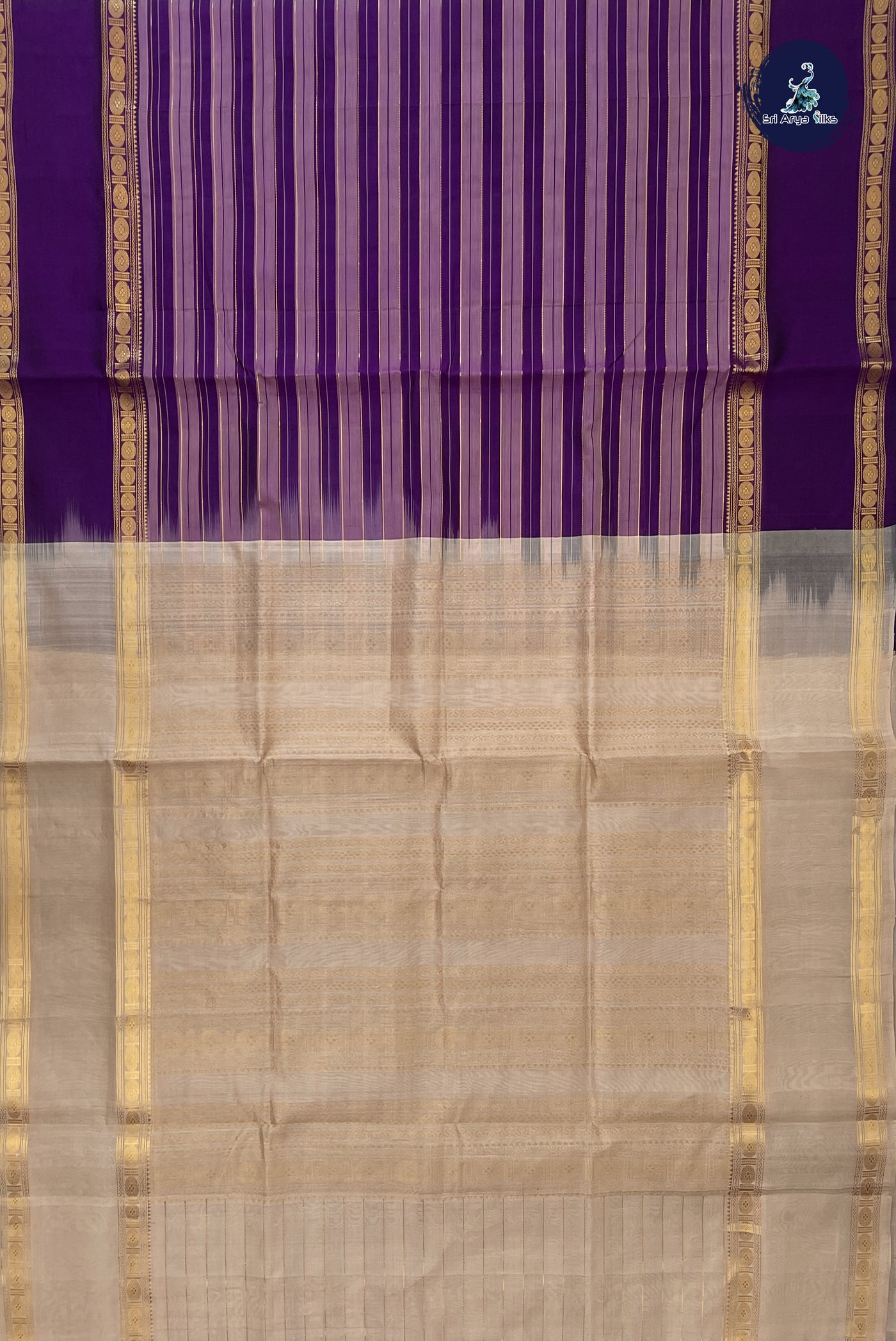 Jamun Simple Silk Cotton Saree With Vaazhapoo Design Pattern