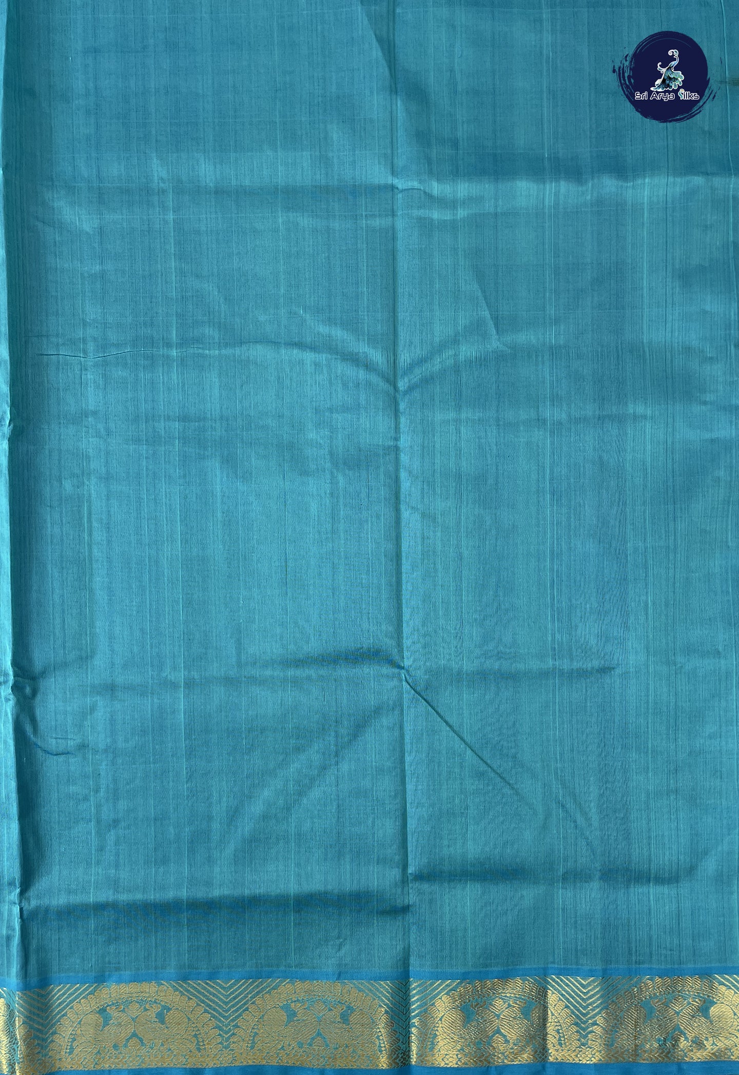 Dark Blue Simple Silk Cotton Saree With Kolam Butta Pattern