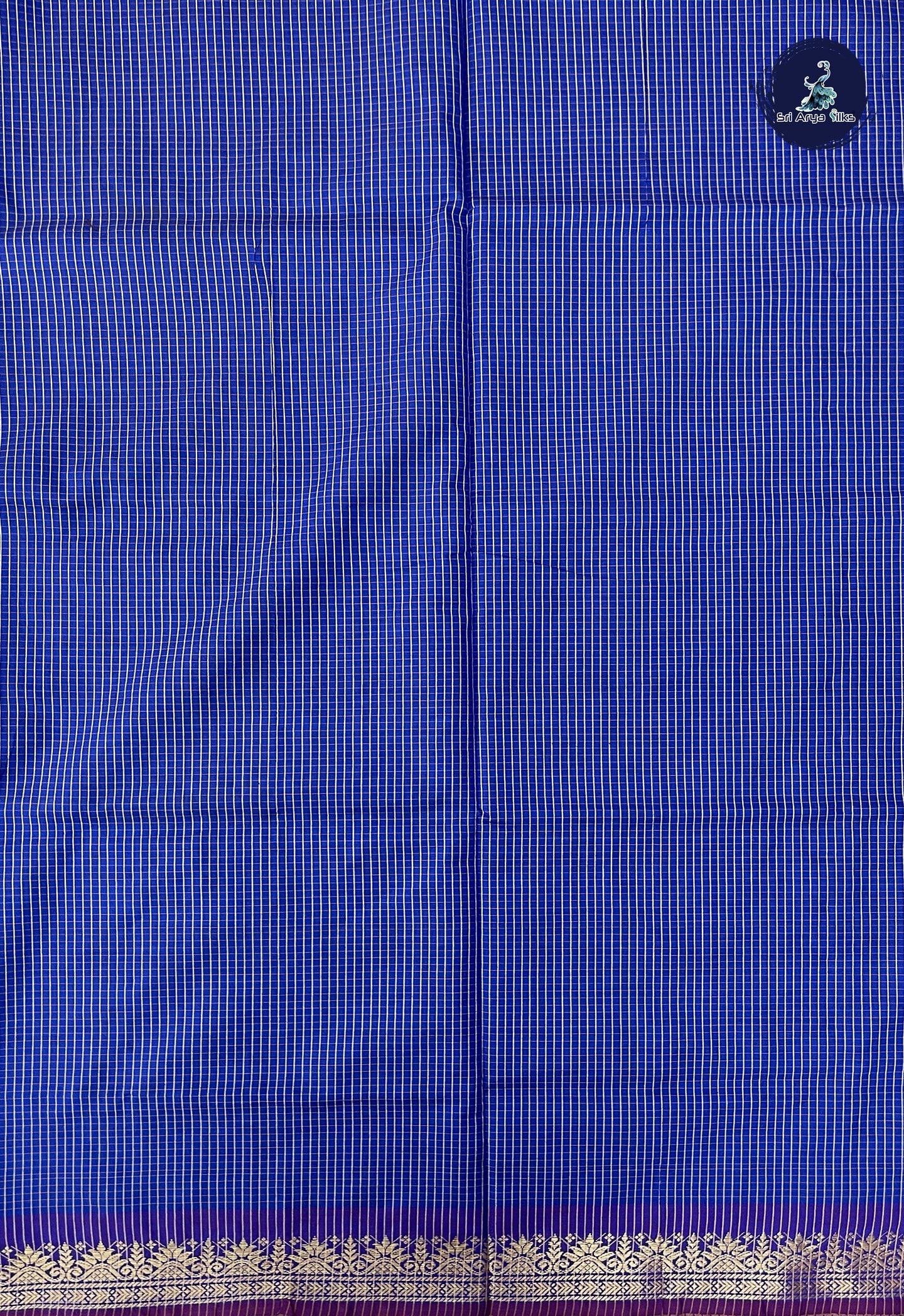 Silver Grey Semi Silk Cotton Saree With Checked Pattern
