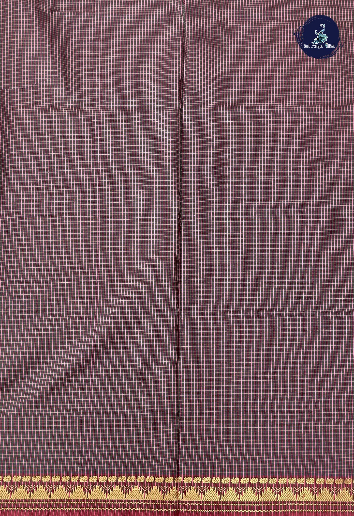 Rani Pink Semi Silk Cotton Saree With Checked Pattern