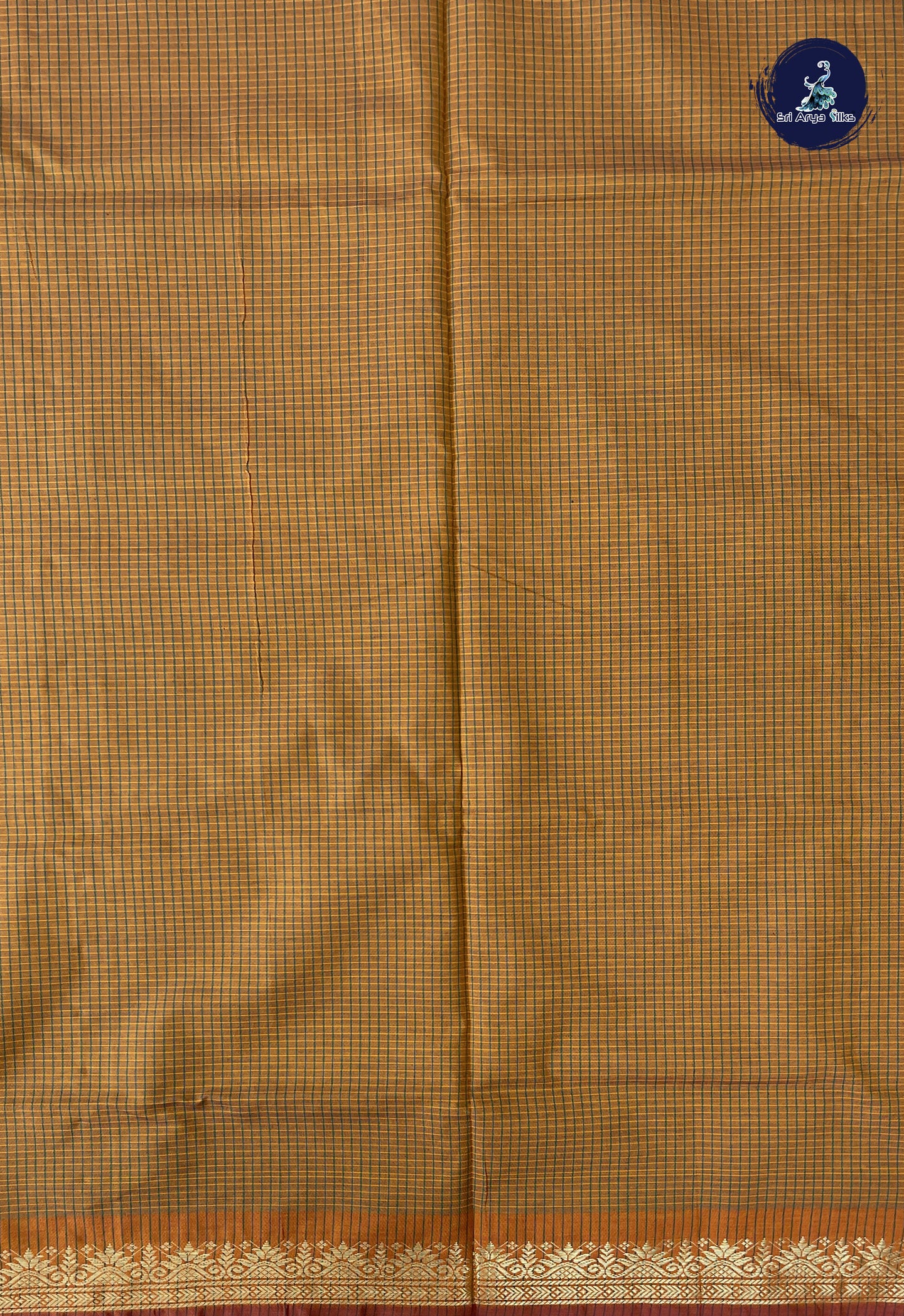 Green Semi Silk Cotton Saree With Checked Pattern