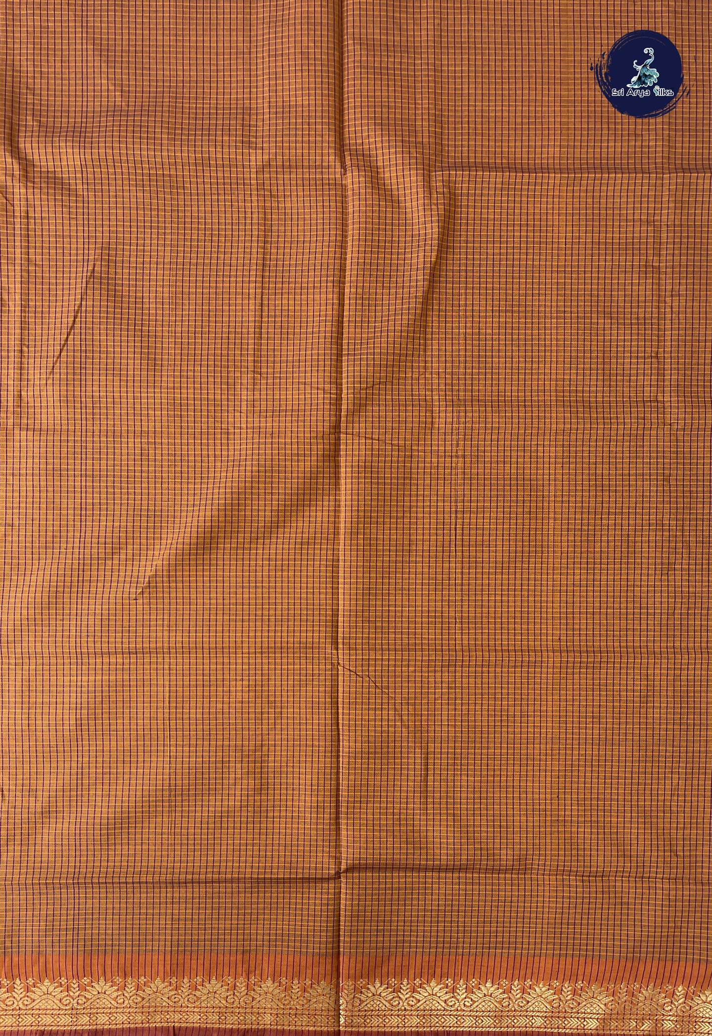 Violet Semi Silk Cotton Saree With Checked Pattern