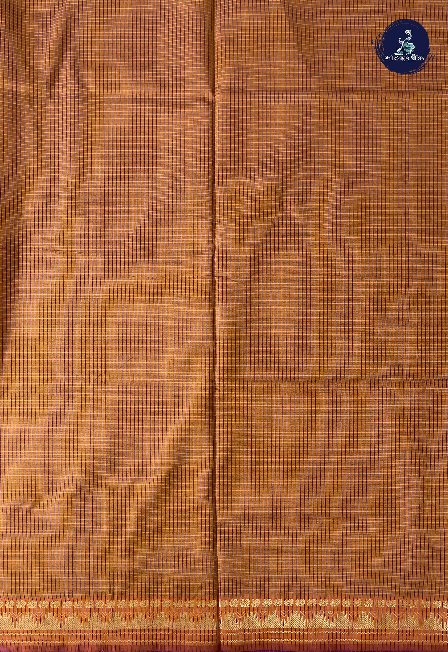 Violet Semi Silk Cotton Saree With Checked Pattern