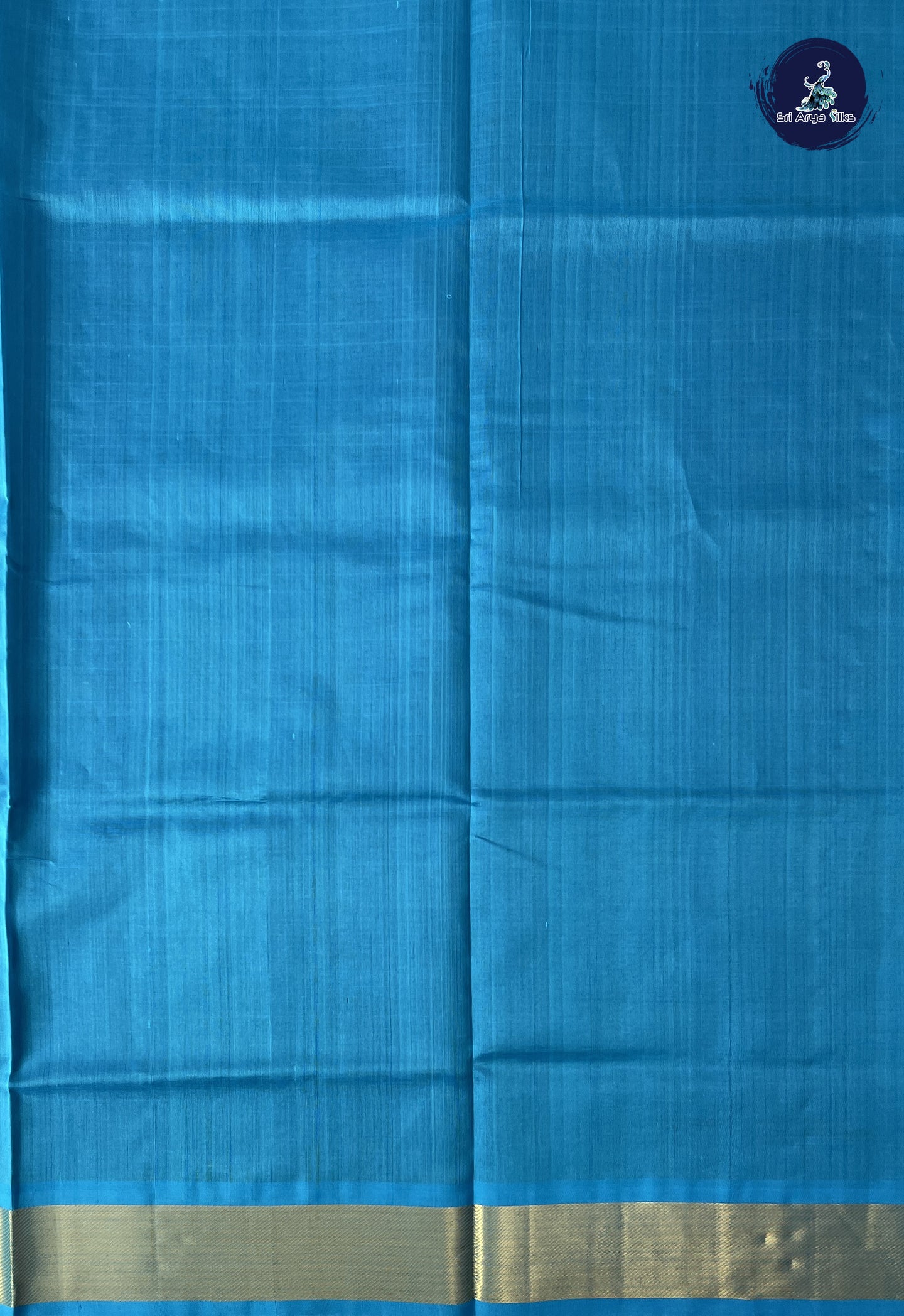 Ink Blue Simple Silk Cotton Saree With Plain Pattern