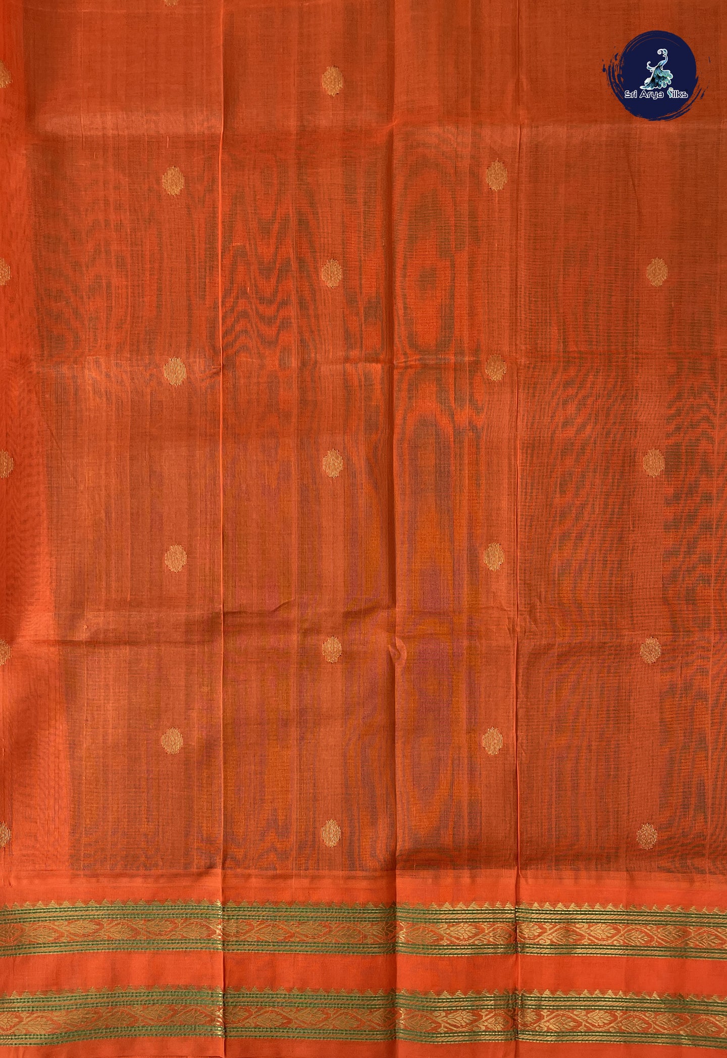 Bottle Green Korvai Silk Cotton Saree With Zari Buttas Pattern