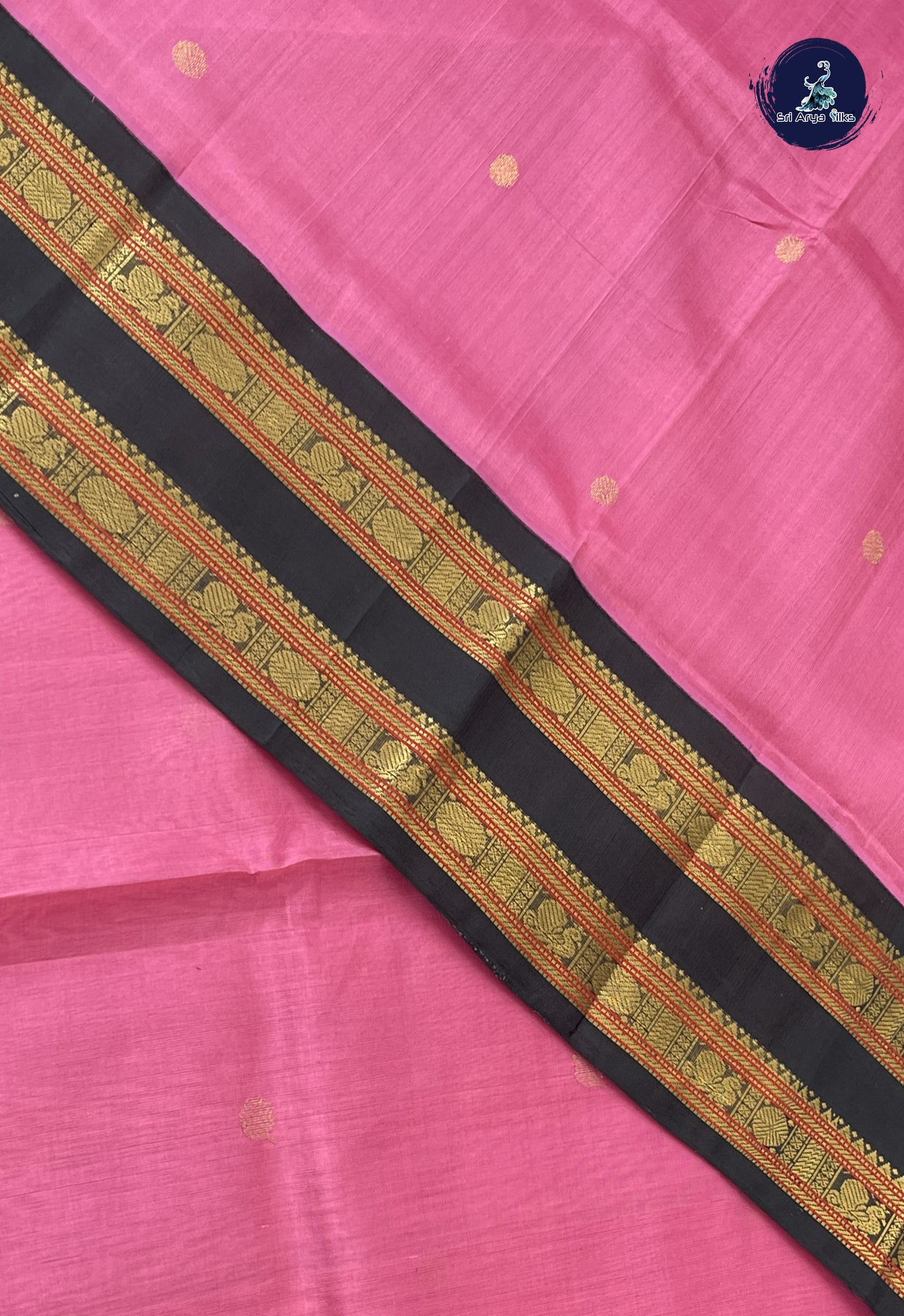 Pink Korvai Silk Cotton Saree With Zari Buttas Pattern