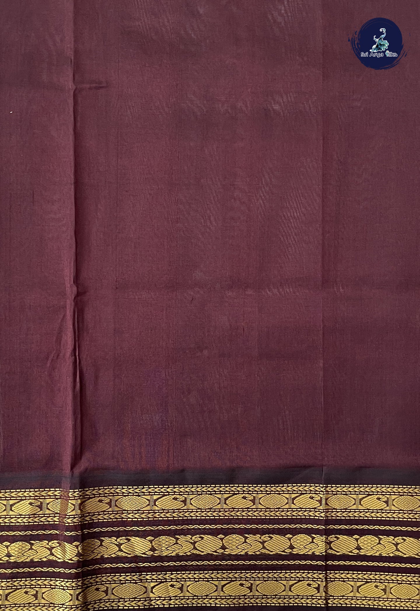 Beige Korvai Silk Cotton Saree With Plain Pattern