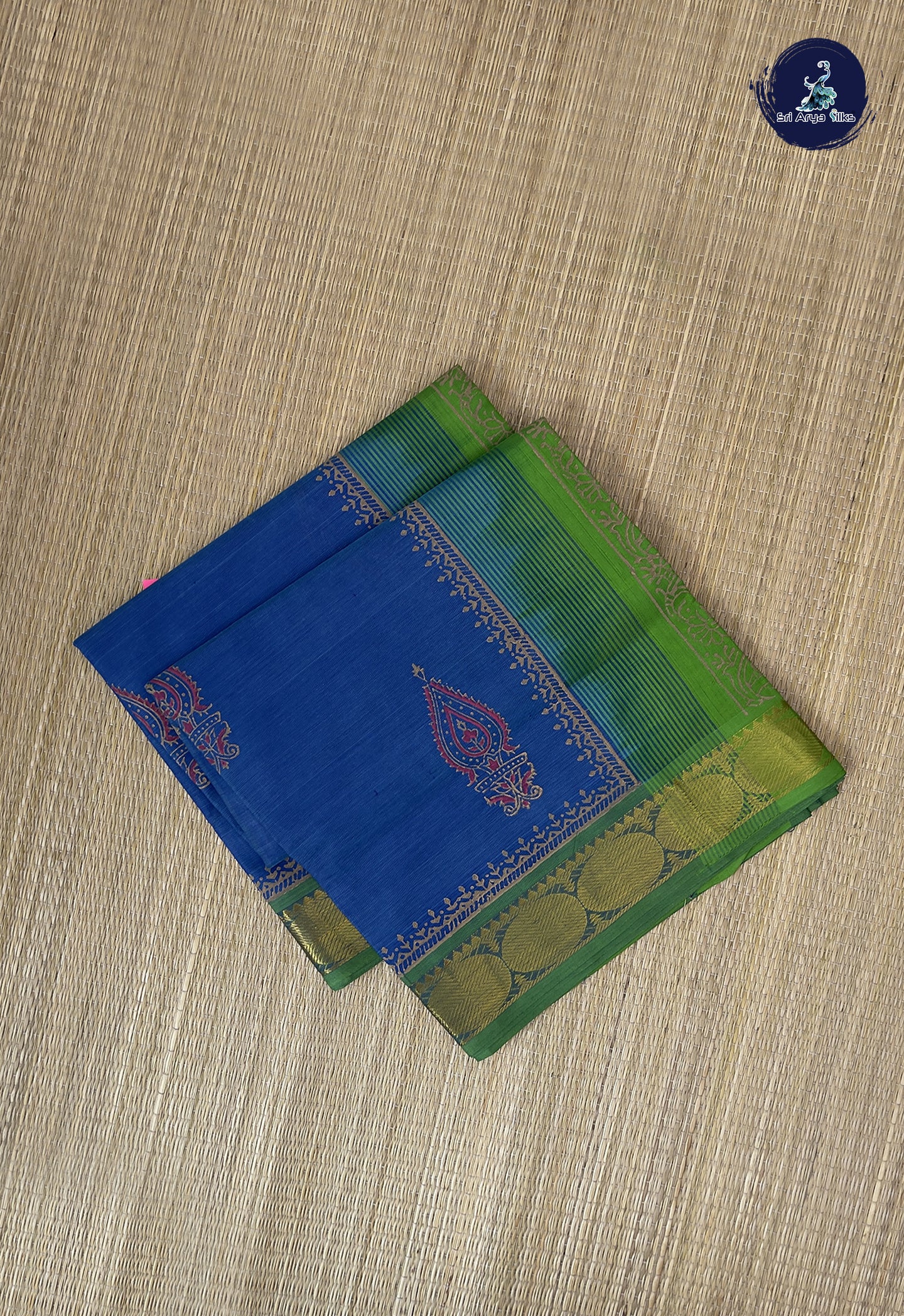 Blue Printed Saree With Printed Pattern