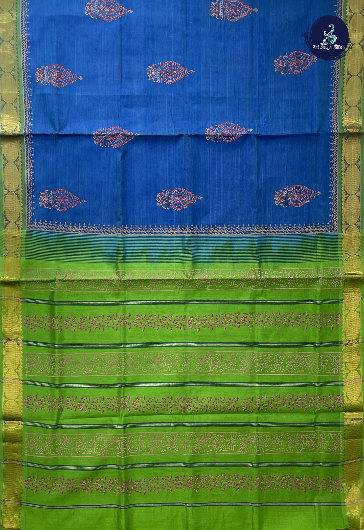 Blue Printed Saree With Printed Pattern