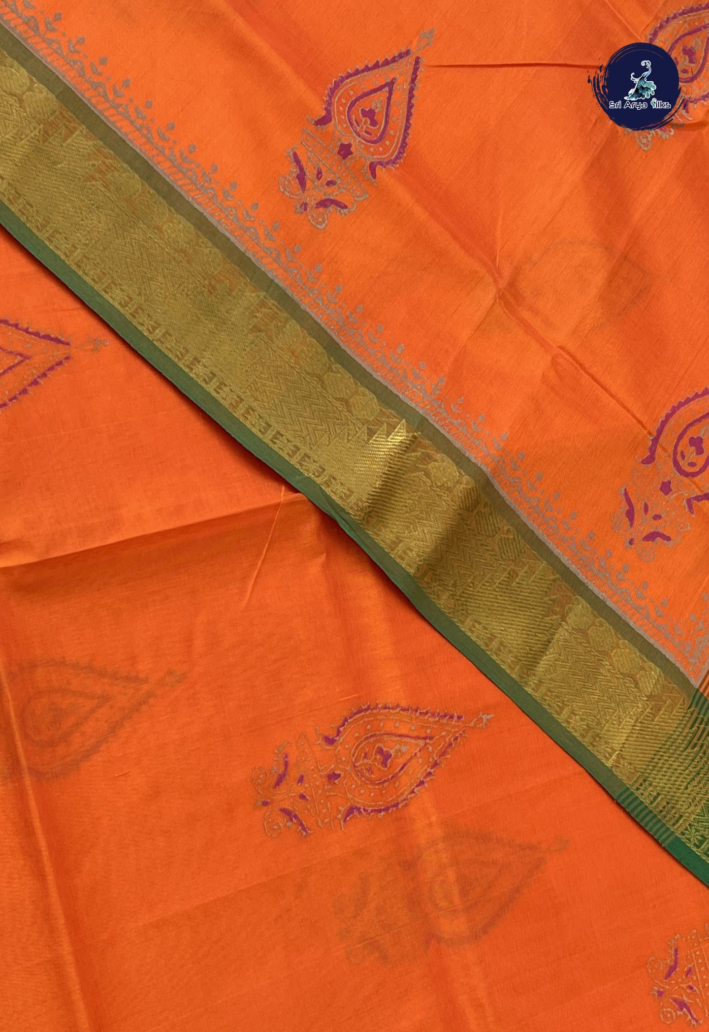 Orange Printed Saree With Printed Pattern