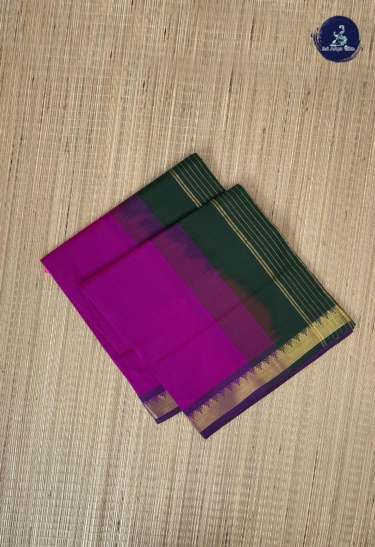 Purple Semi Silk Cotton Saree With Plain Pattern