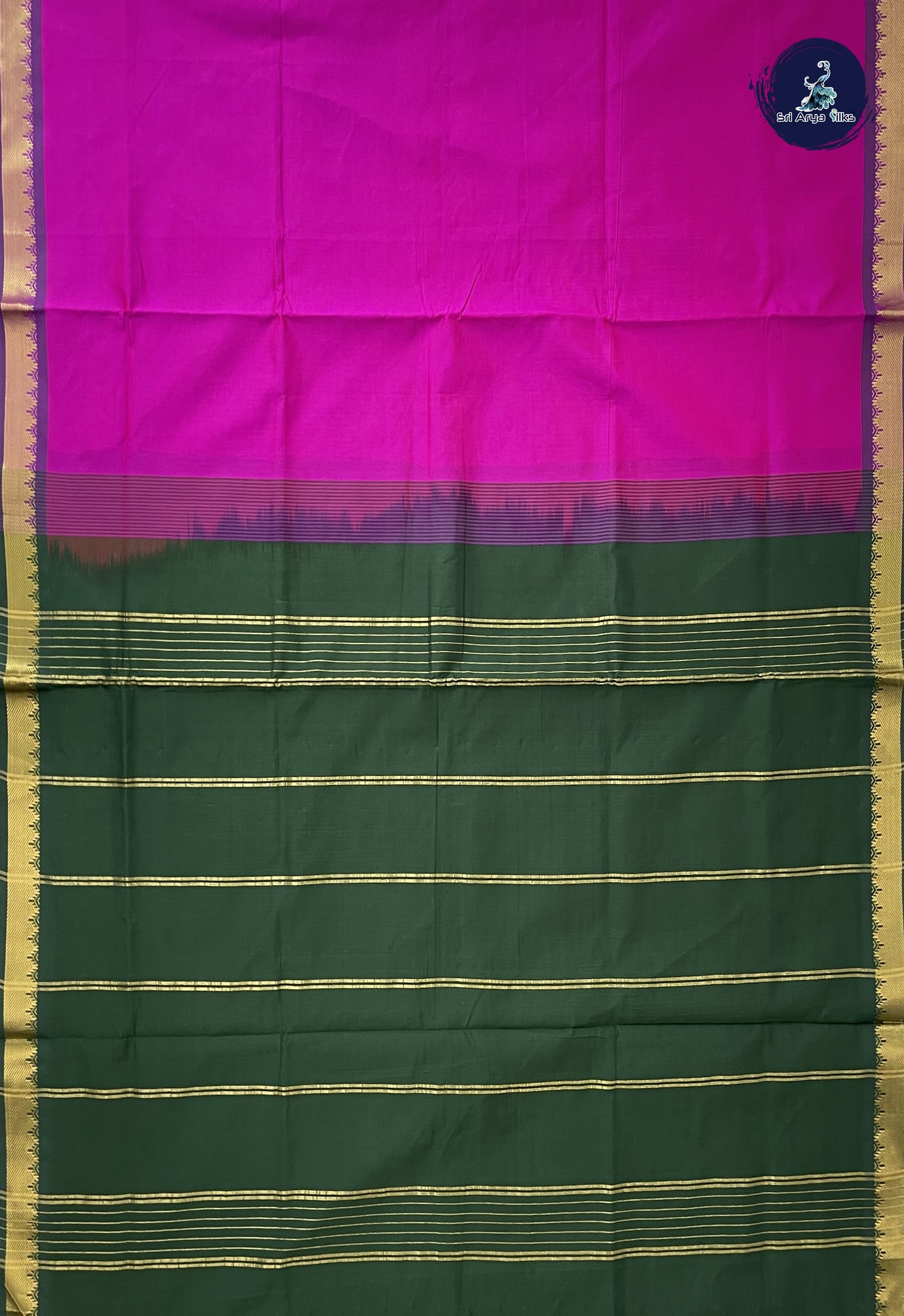 Purple Semi Silk Cotton Saree With Plain Pattern