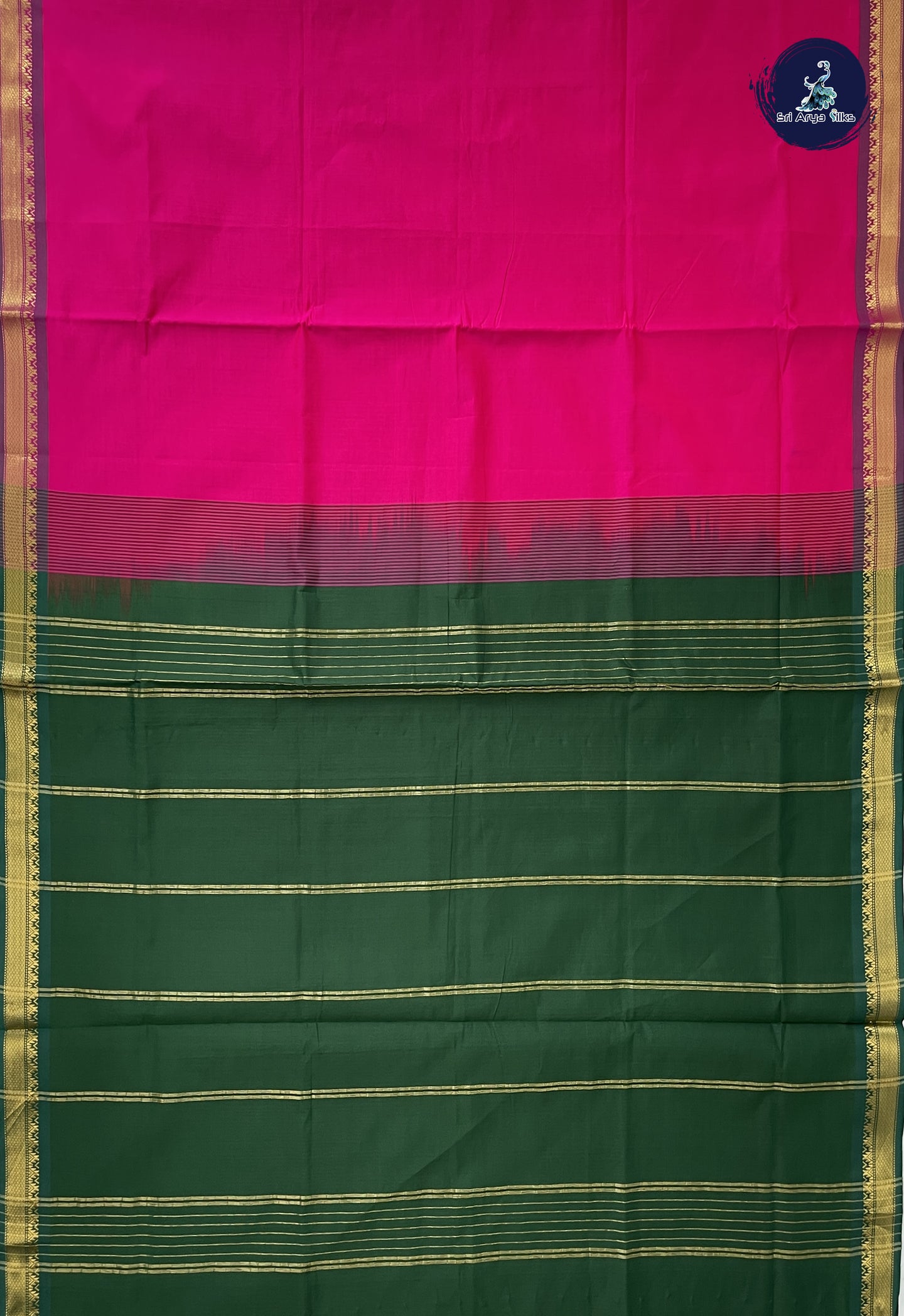 Pink Semi Silk Cotton Saree With Plain Pattern