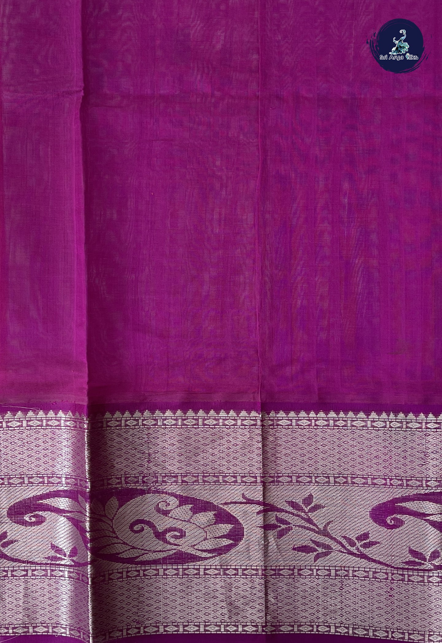 Orange Korvai Silk Cotton Saree With Zari Buttas Pattern