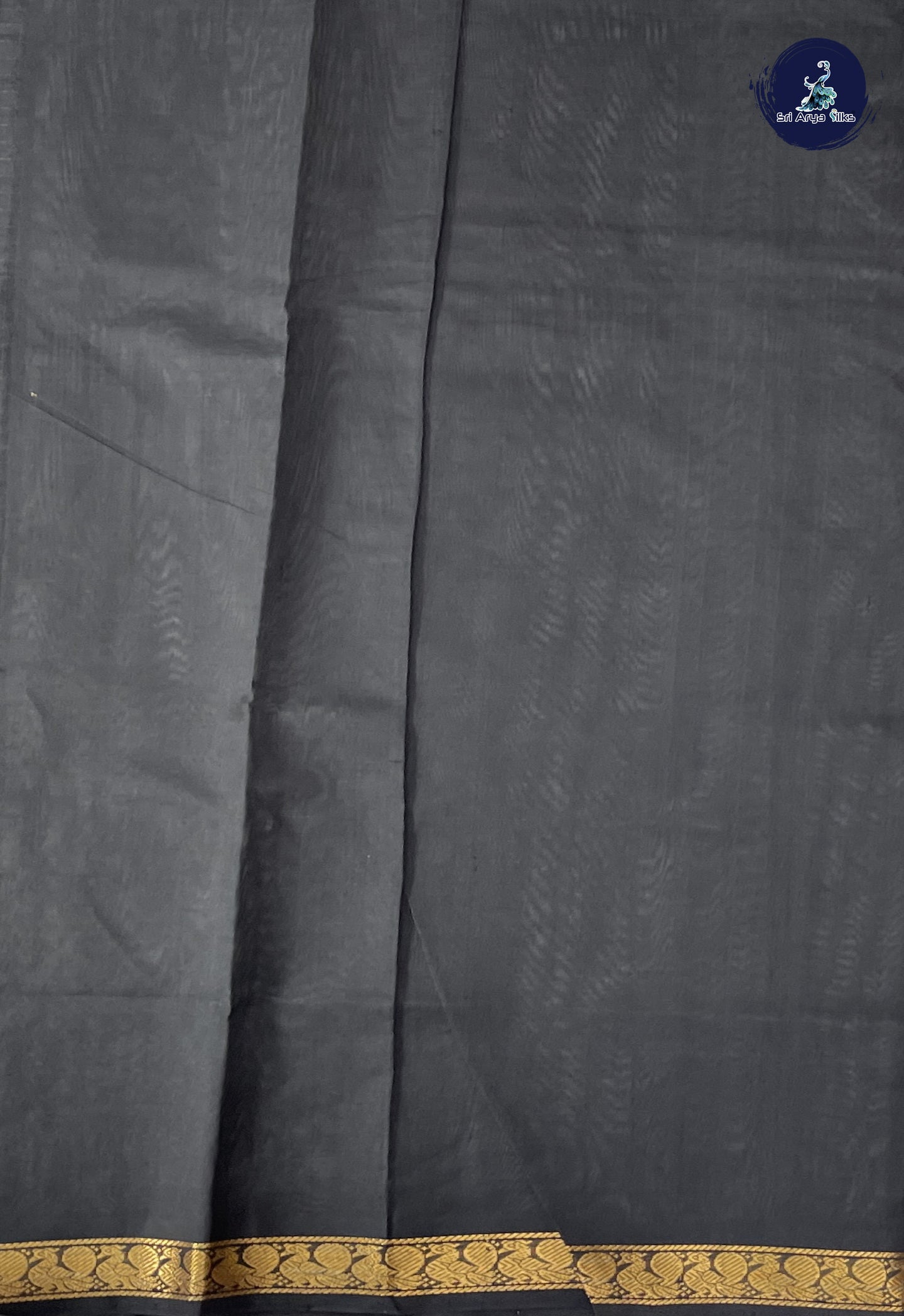 Black Simple Silk Cotton Saree With Zari Checked Pattern