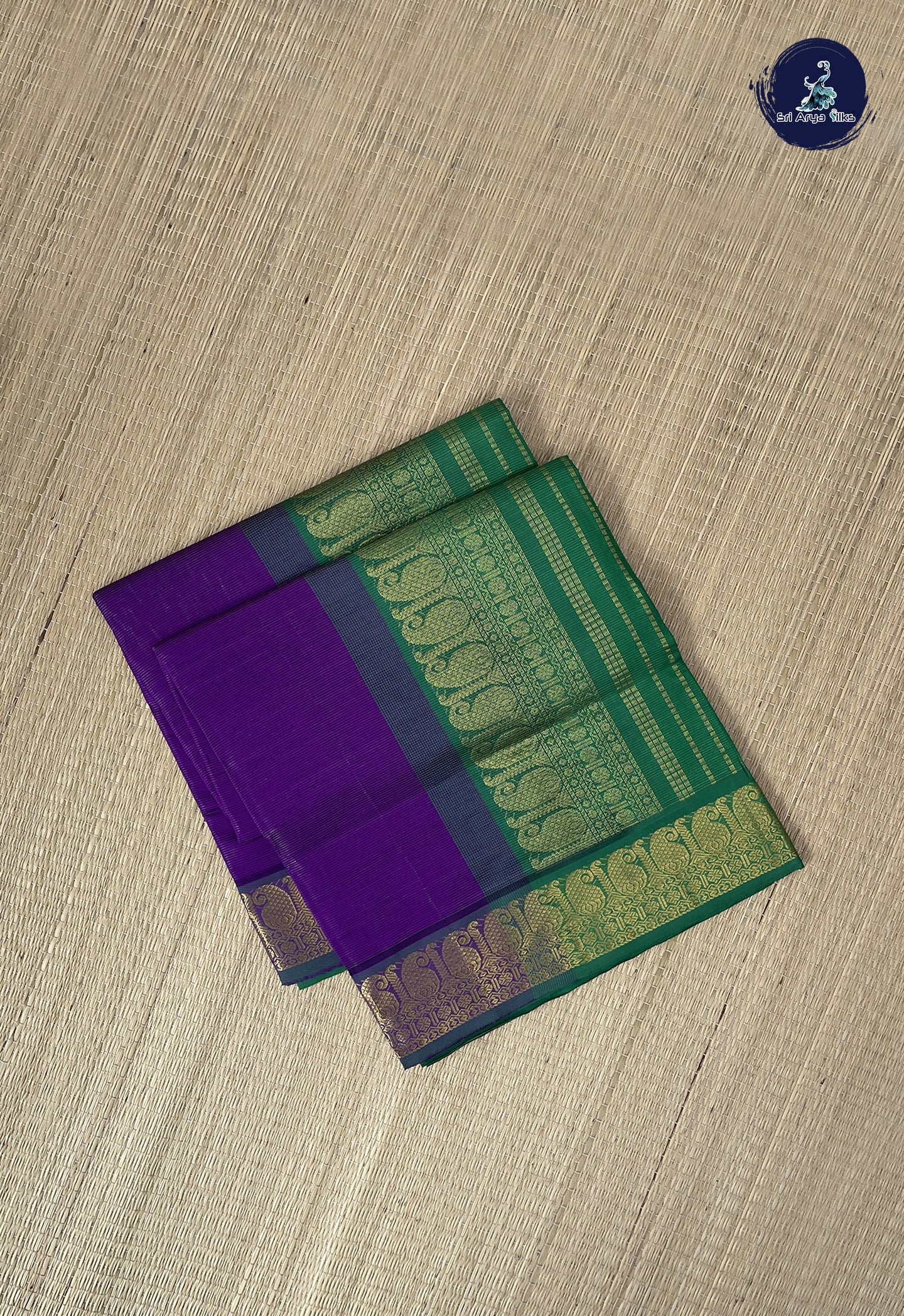 Dark Violet Semi Silk Cotton Saree With Vaira Oosi Pattern