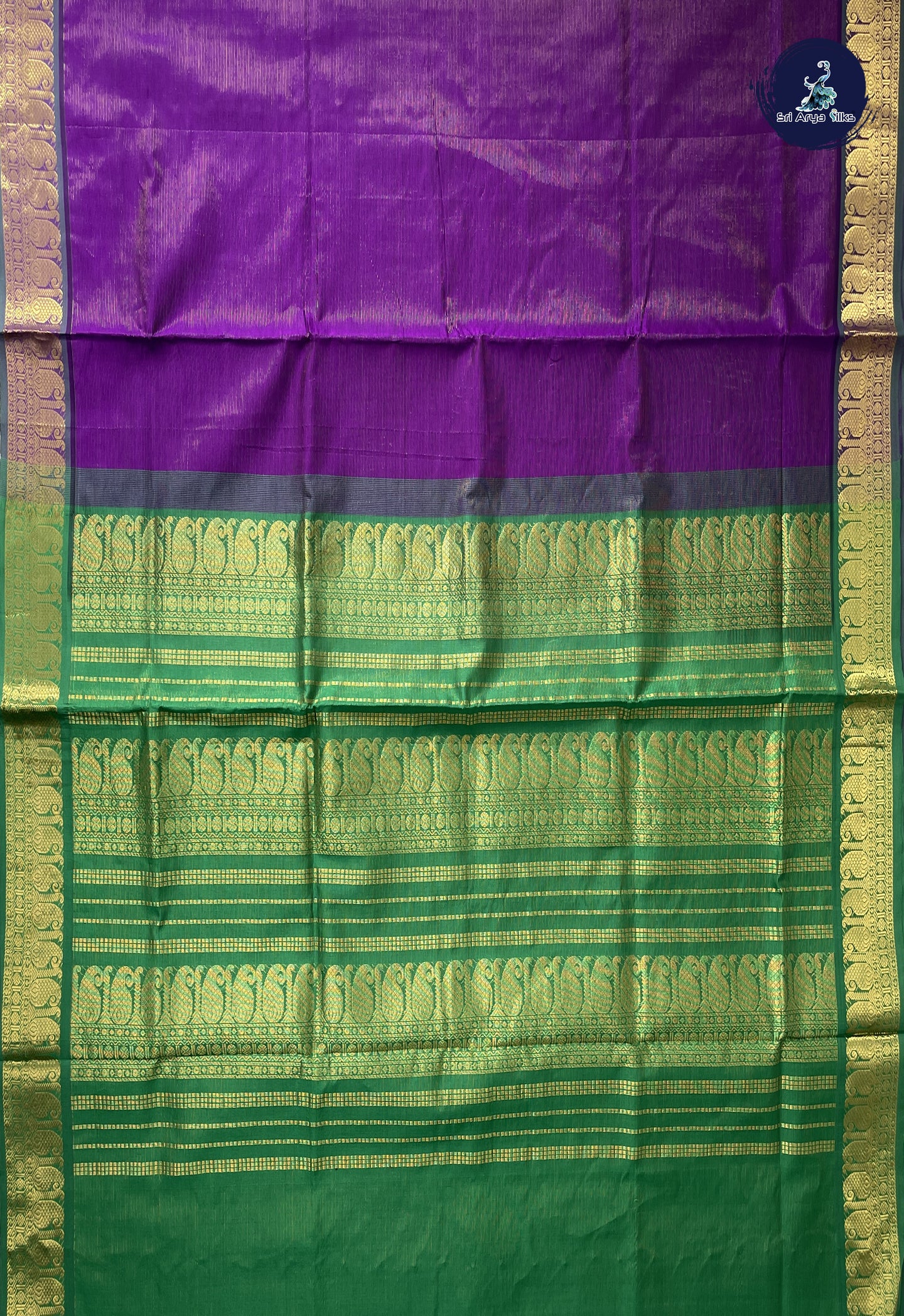 Dark Violet Semi Silk Cotton Saree With Vaira Oosi Pattern