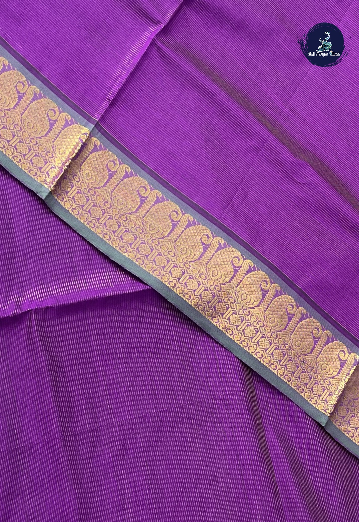Dark Violet Semi Silk Cotton Saree With Vaira Oosi Pattern