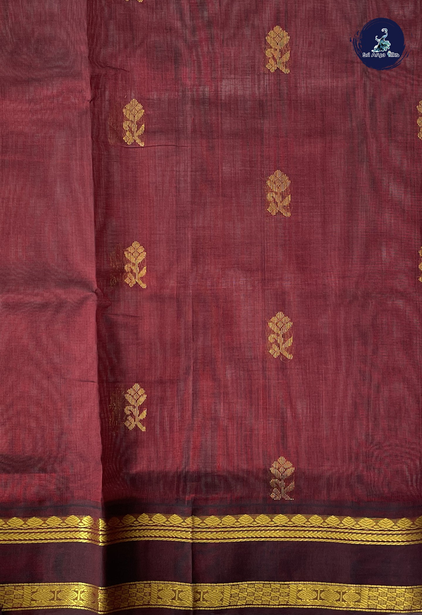Sea Green Korvai Silk Cotton Saree With Zari Buttas Pattern