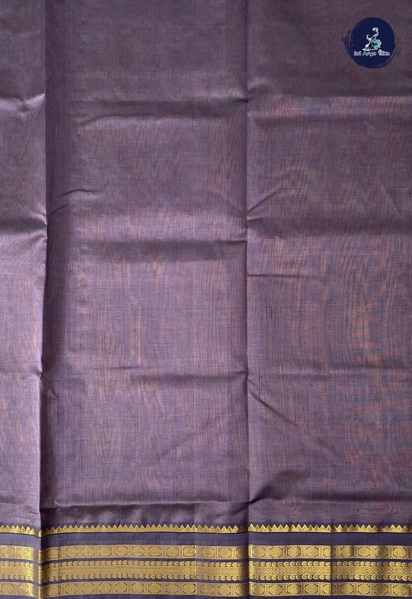 Honey Brown Korvai Silk Cotton Saree With Plain Pattern
