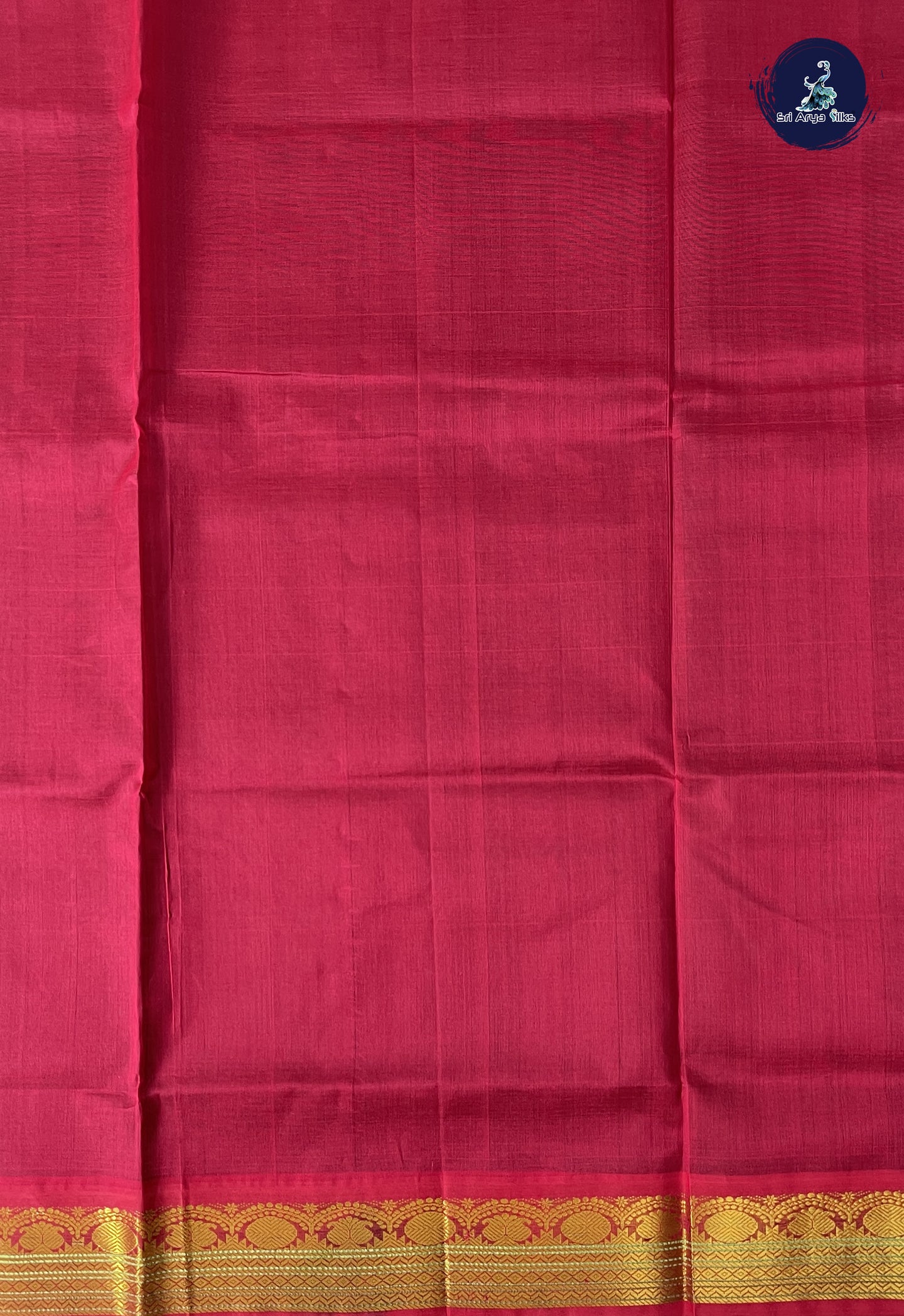 Dark Green Korvai Silk Cotton Saree With Plain Pattern