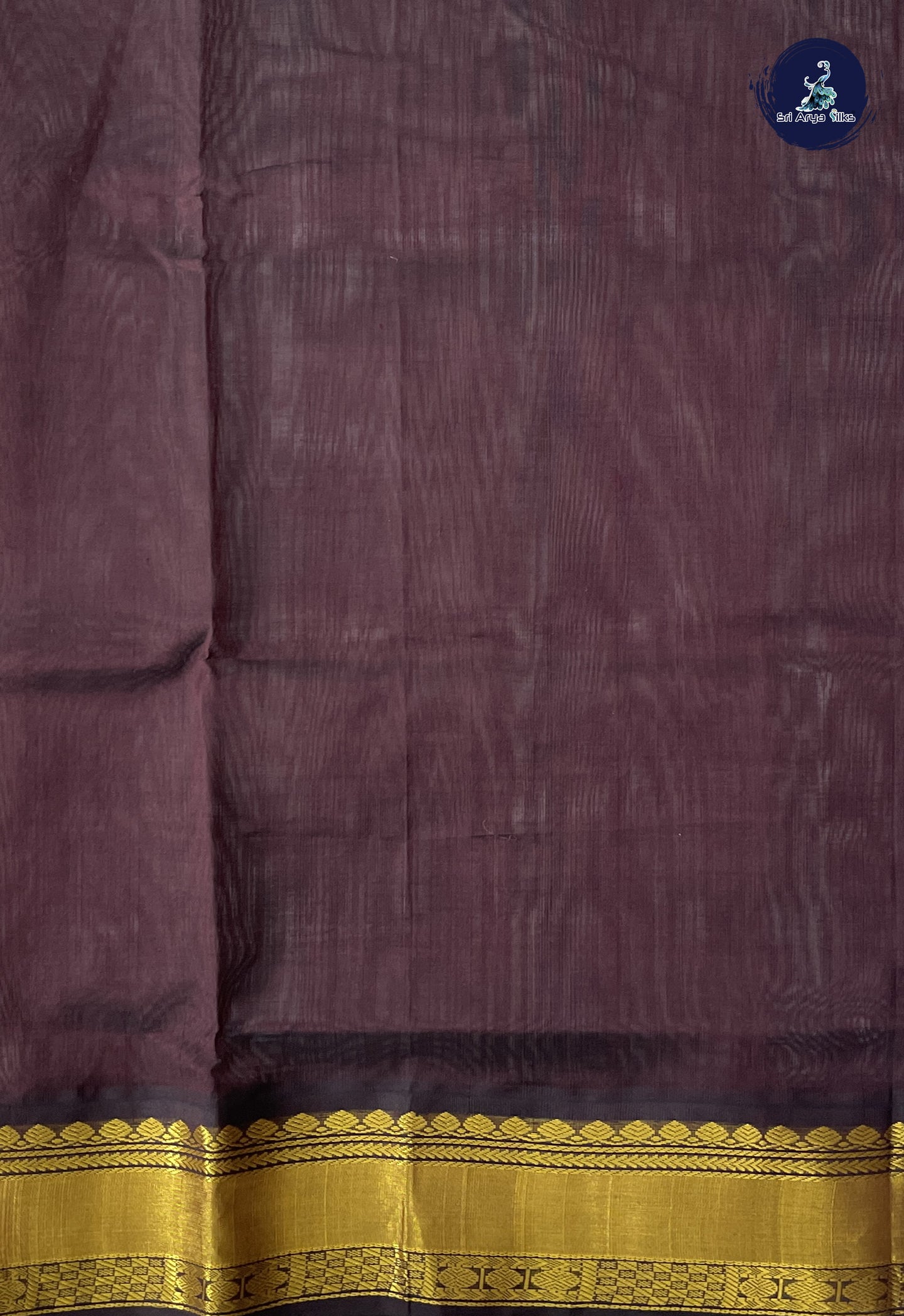 Grey Korvai Silk Cotton Saree With Plain Pattern