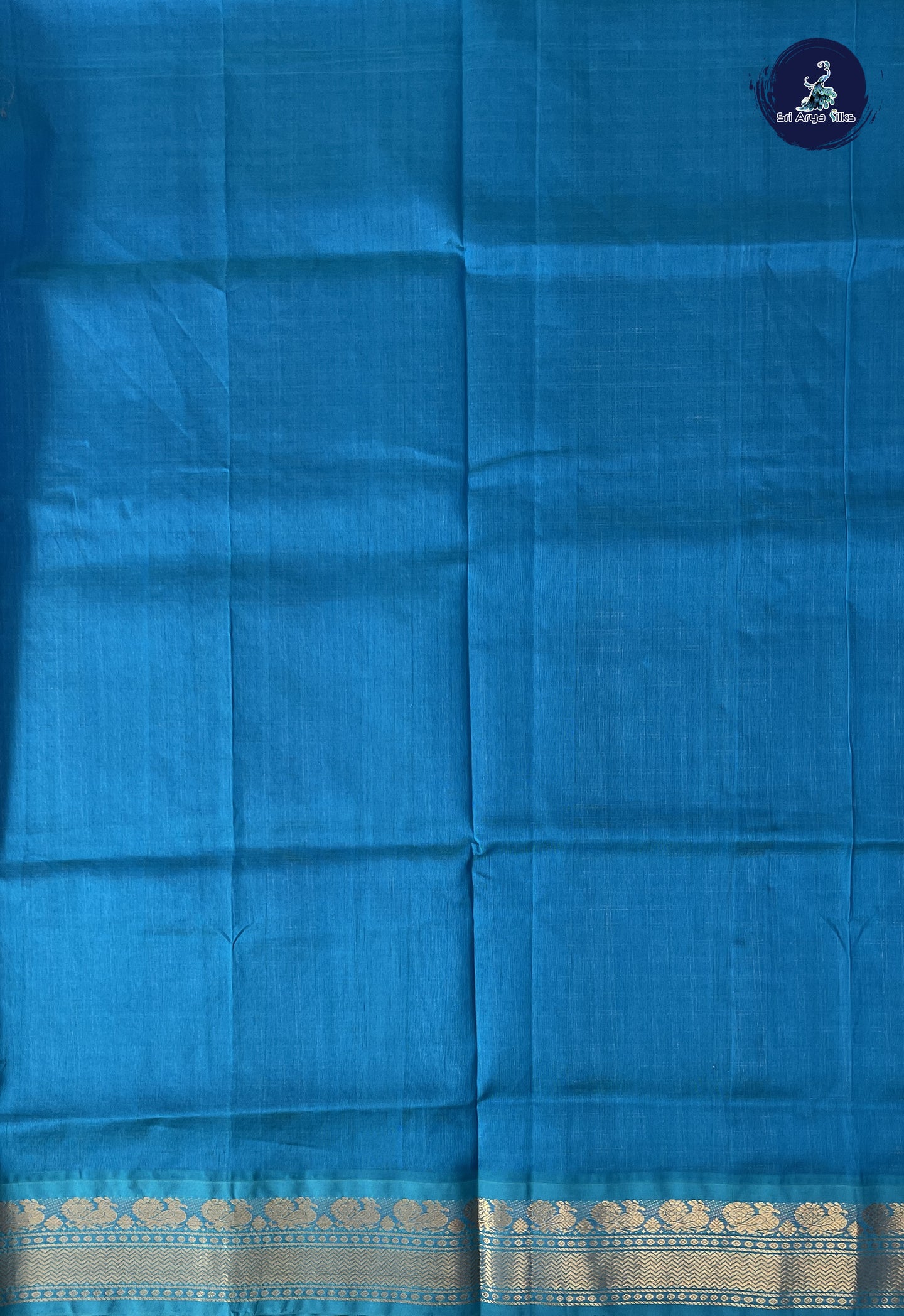 Royal Blue Korvai Silk Cotton Saree With Zari Checked Pattern