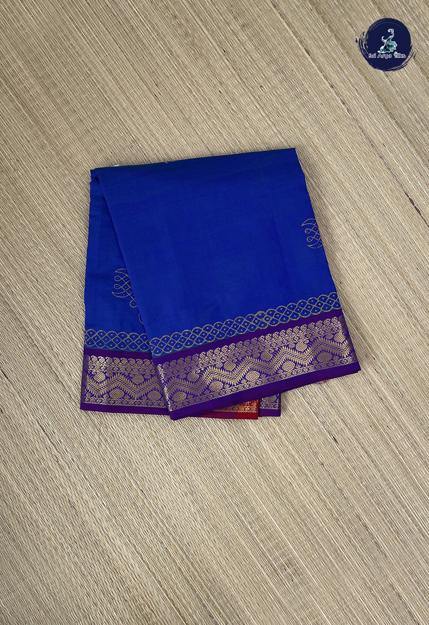 Dual Tone Violet Semi Silk Cotton Saree With Printed Pattern