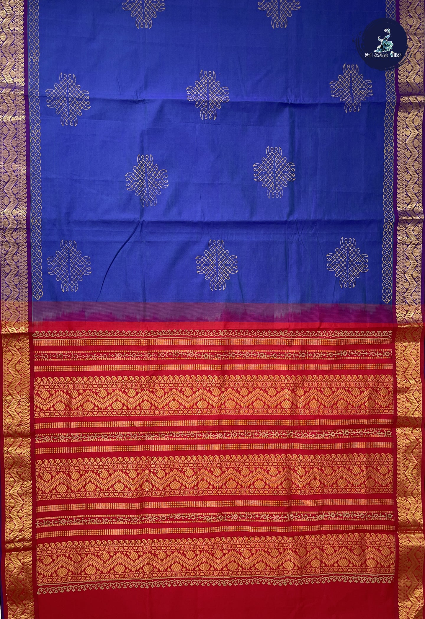 Dual Tone Violet Semi Silk Cotton Saree With Printed Pattern