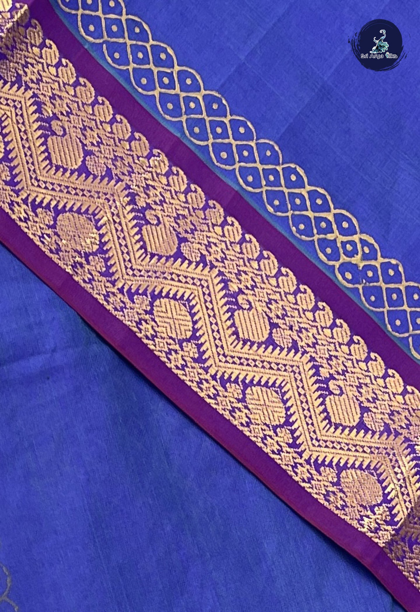 Dual Tone Violet Semi Silk Cotton Saree With Printed Pattern
