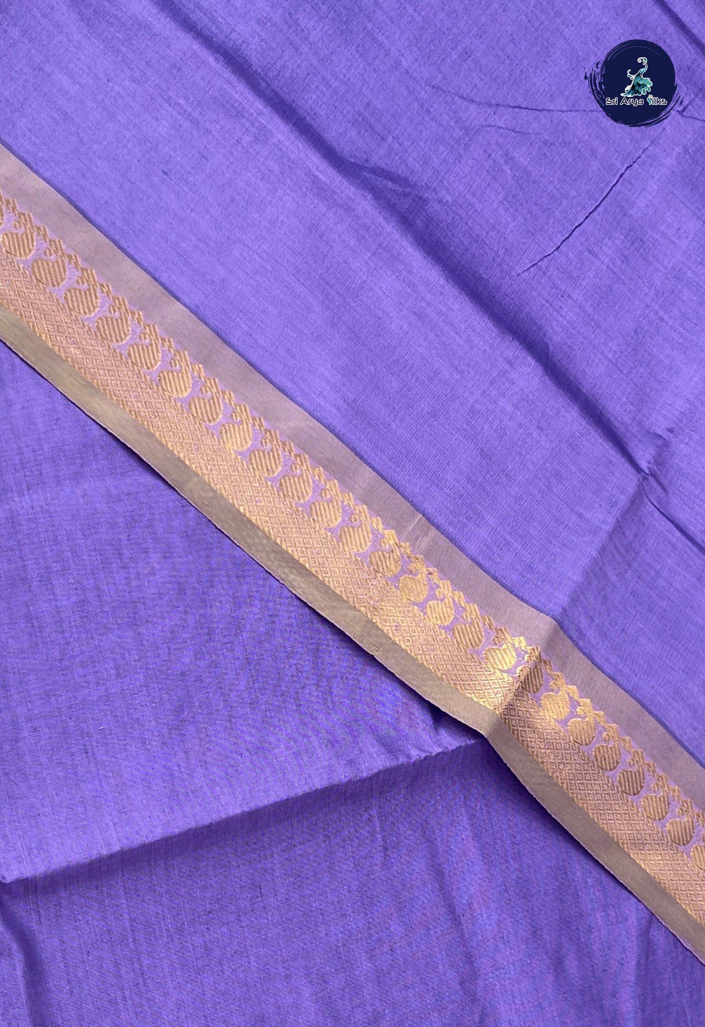Lavender Kanchi Semi Silk Cotton Saree With Checked Pattern