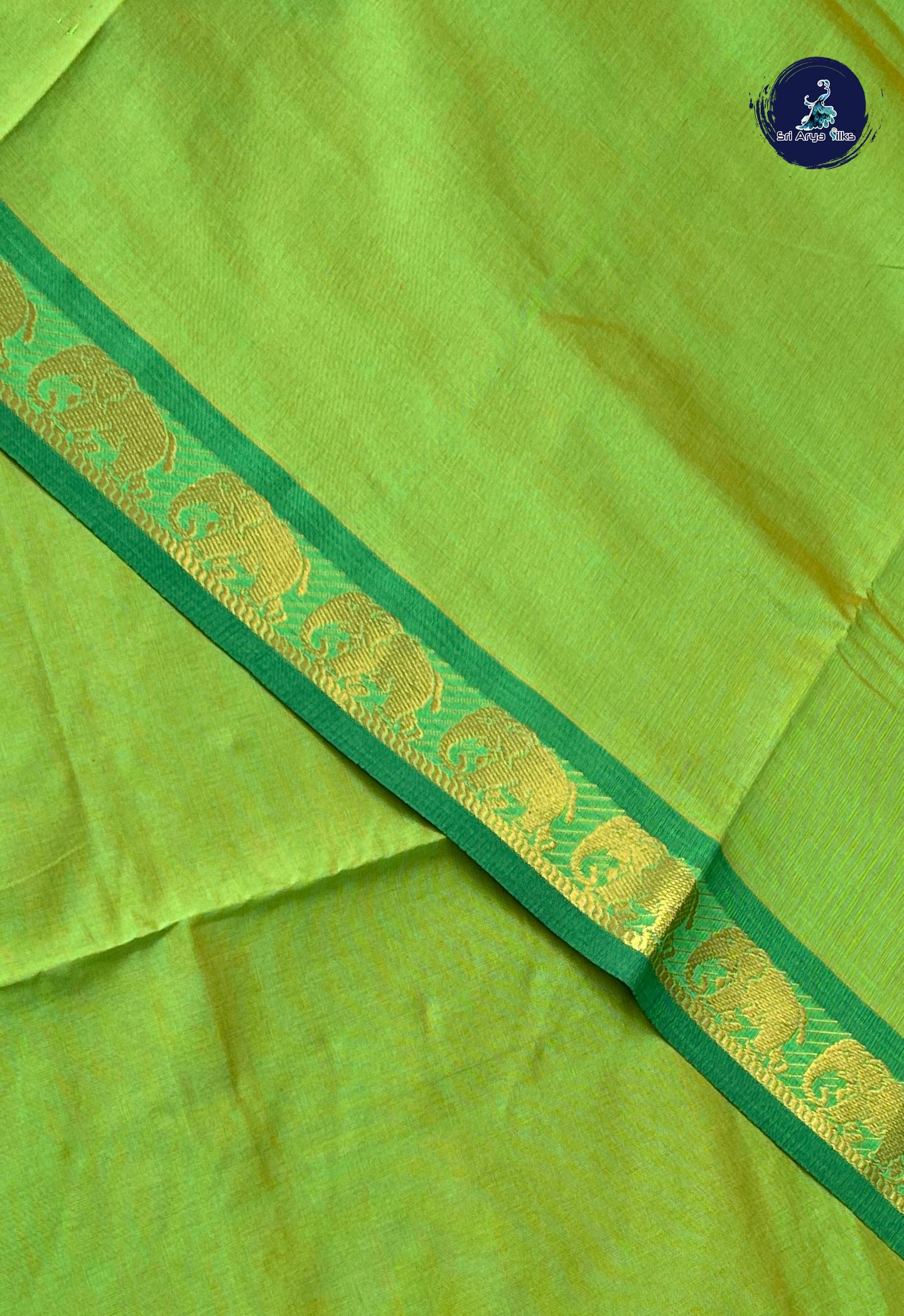 Light Green Kanchi Semi Silk Cotton Saree With Checked Pattern