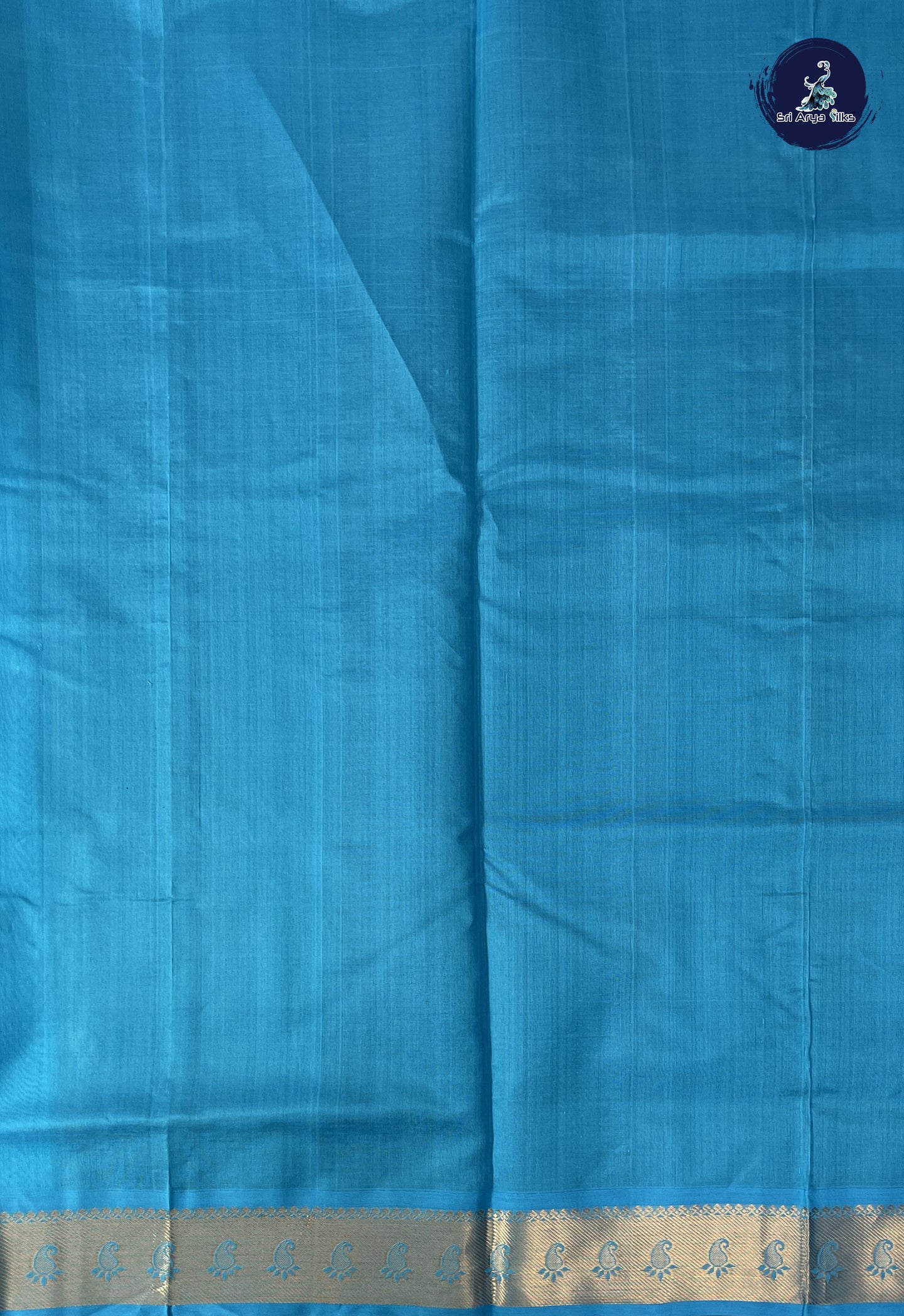 Dark Blue Simple Silk Cotton Saree With Zari Buttas Pattern