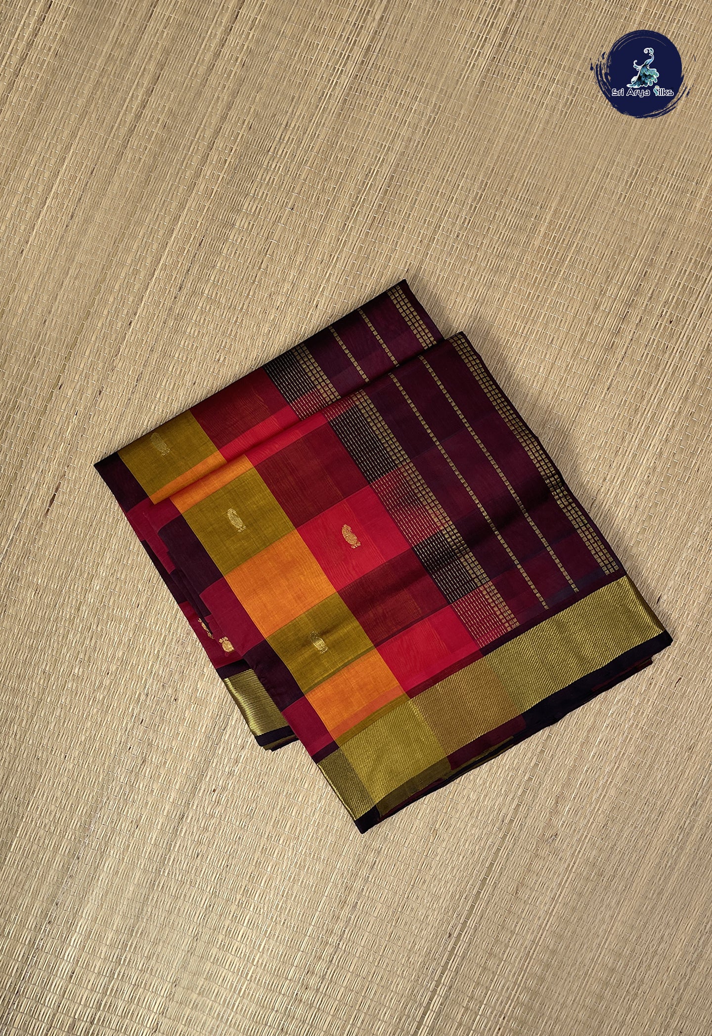 Multi Colour Checked Saree With Paalum Pazham Kattam Pattern