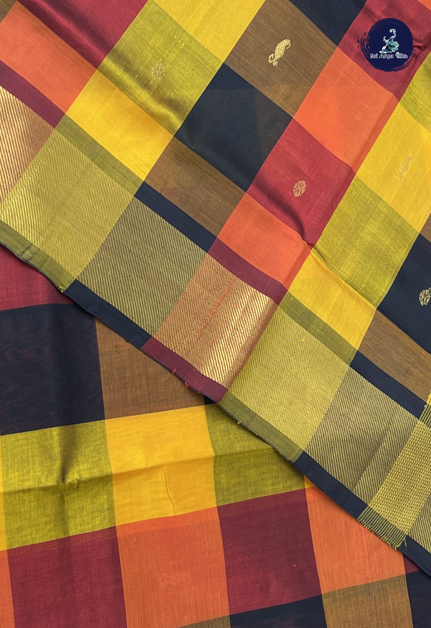 Multi Colour Checked Saree With Paalum Pazham Kattam Pattern