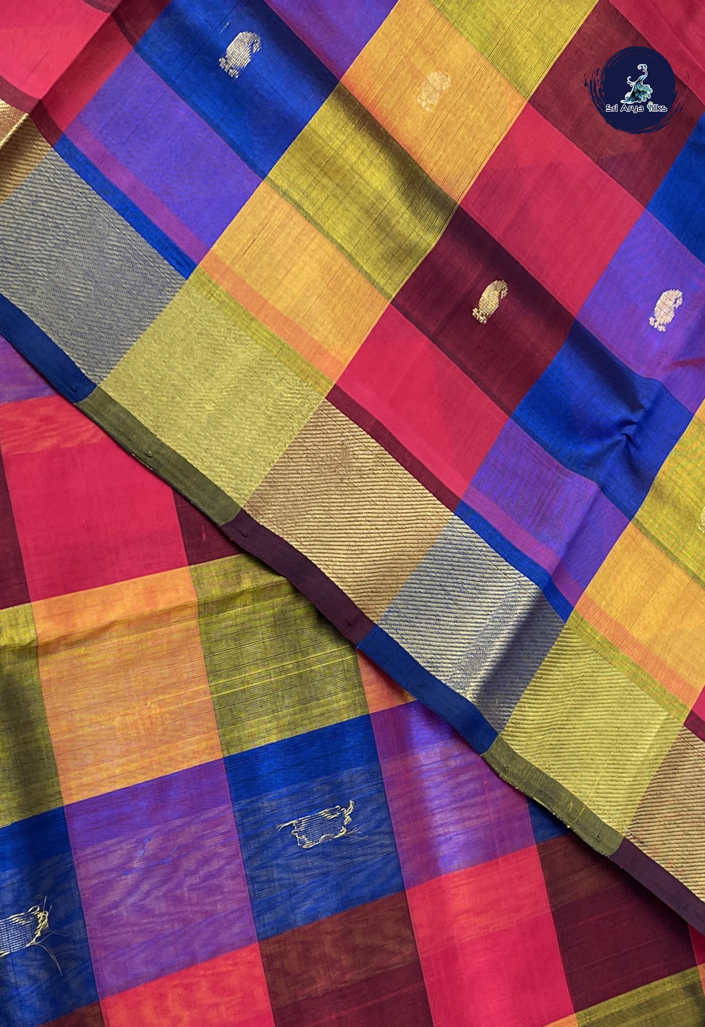 Multi Colour Checked Saree With Paalum Pazham Kattam Pattern