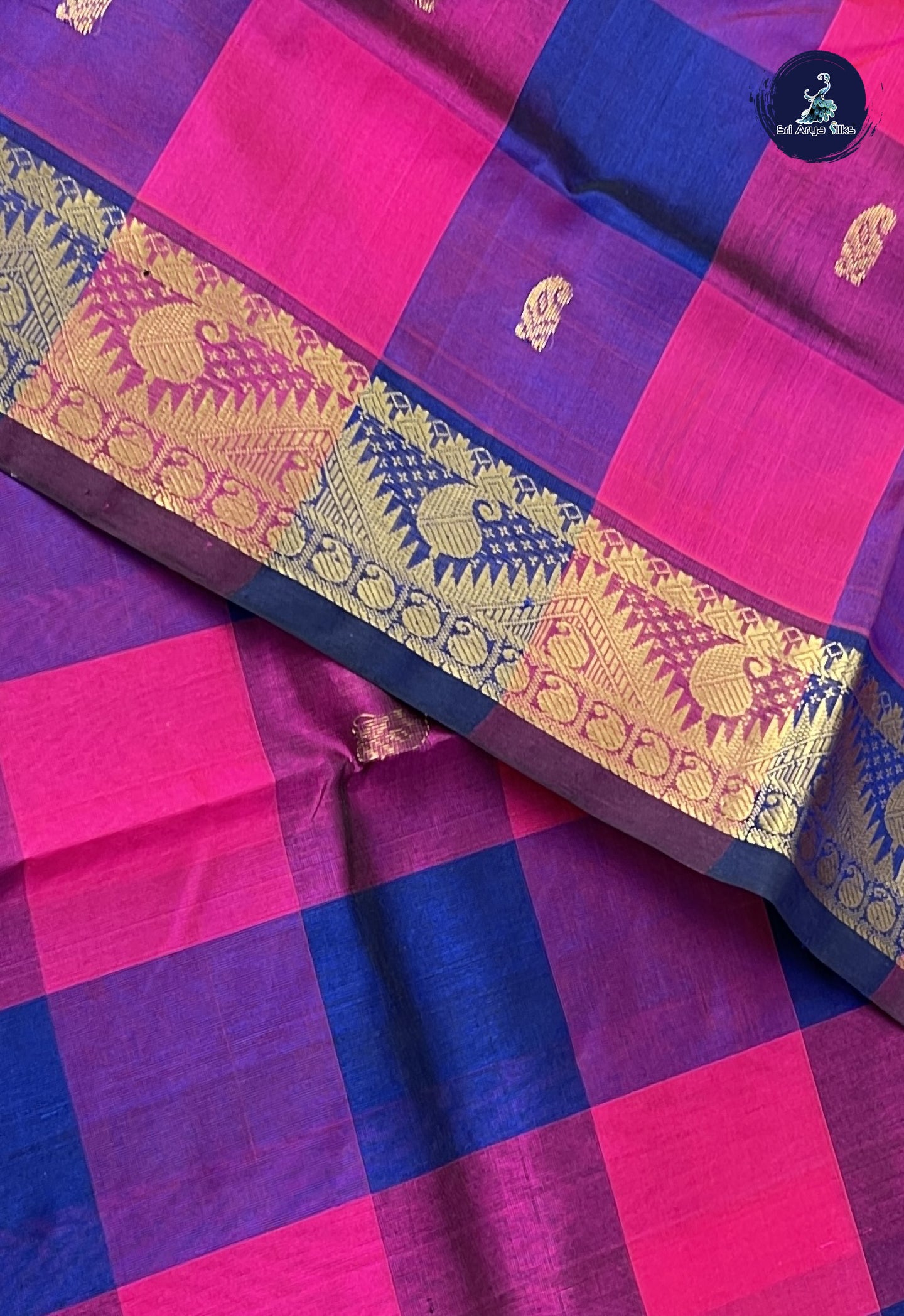 Multi Colour Checked Saree With Paalum Pazham Kattam Pattern
