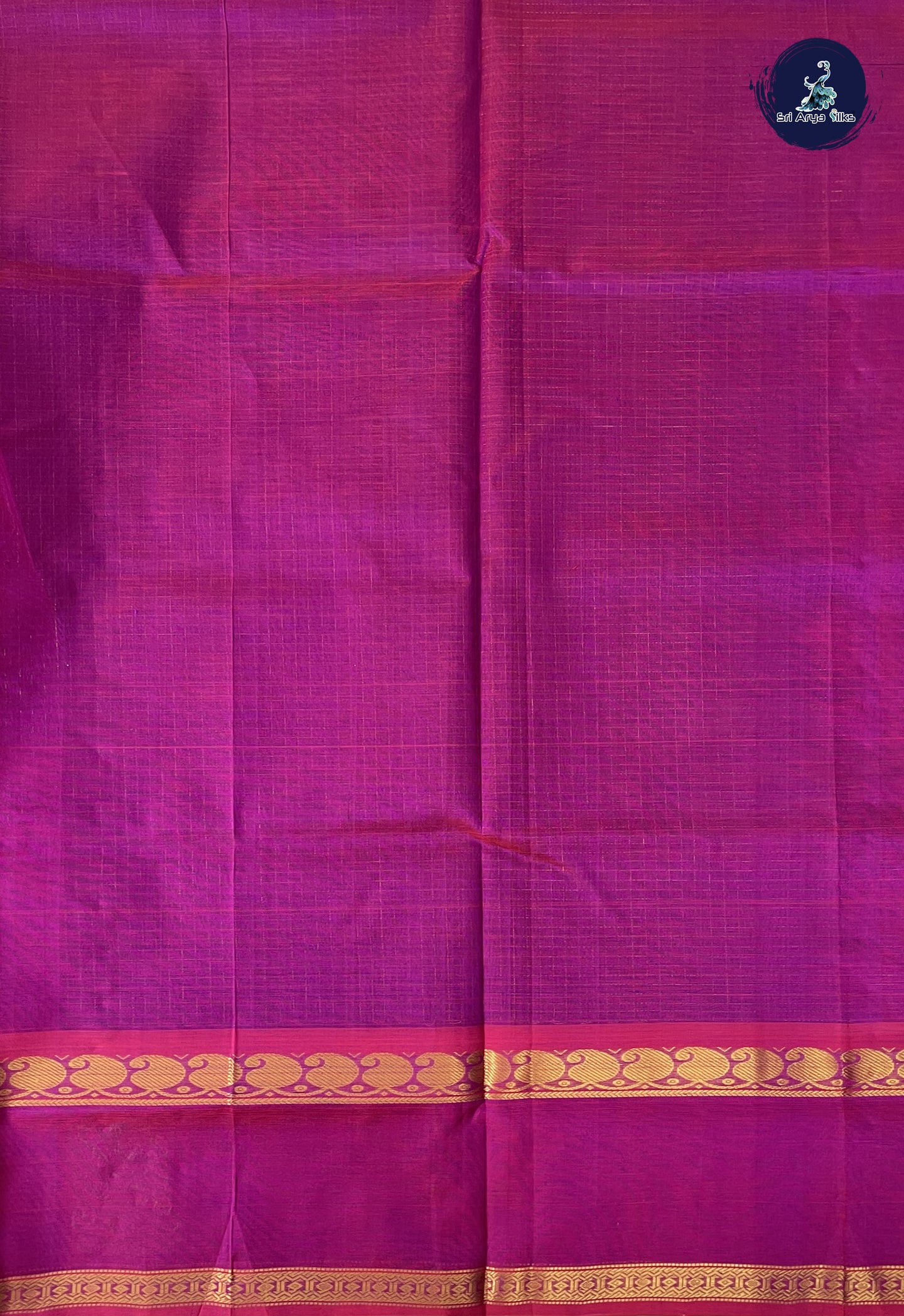 Dark Violet Checked Saree With Zari Checked Pattern