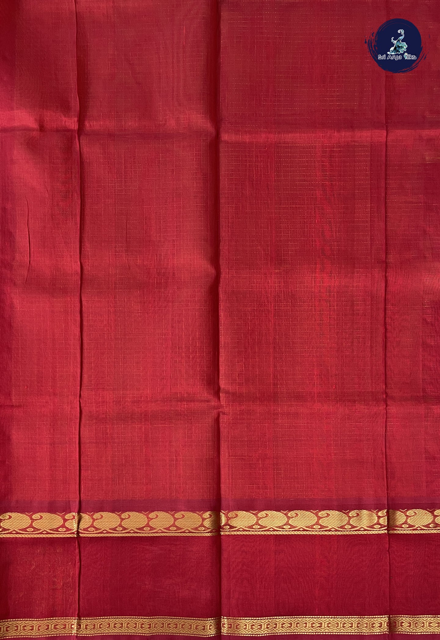 Orange Checked Saree With Zari Checked Pattern