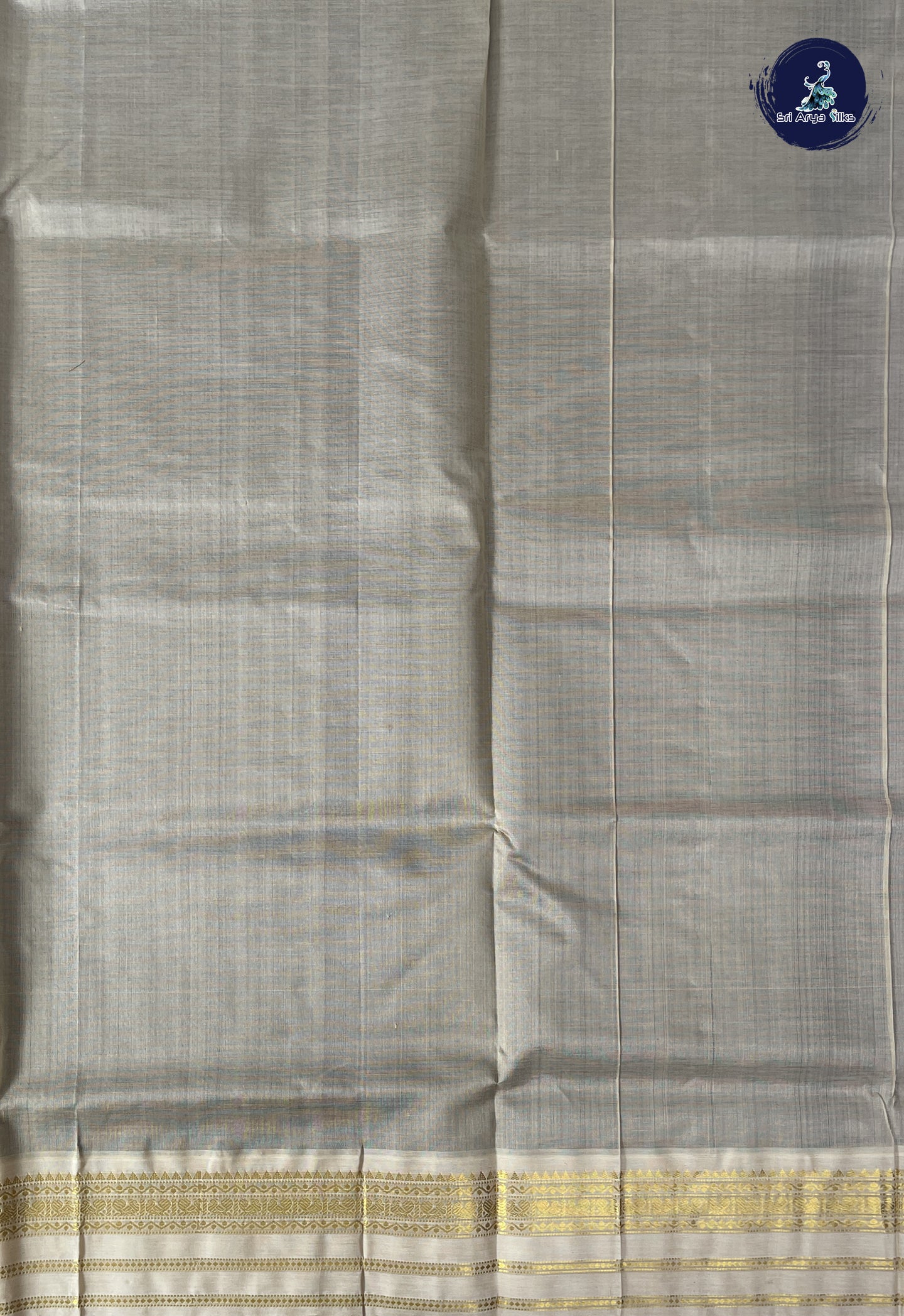 Dark Violet Korvai Silk Cotton Saree With Plain Pattern