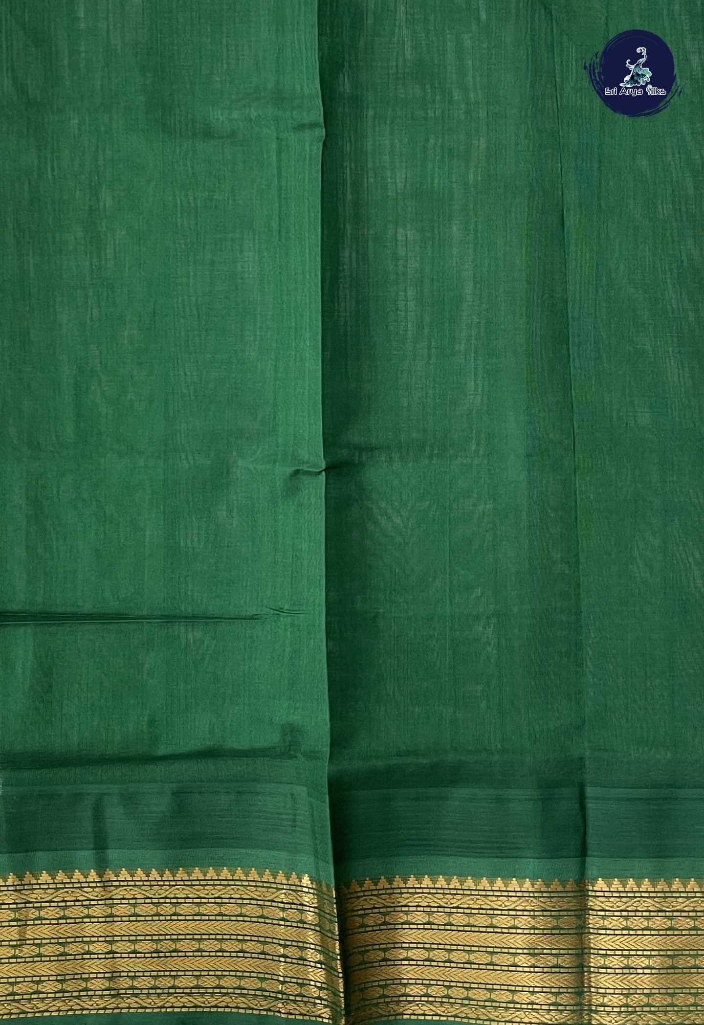Orange Korvai Silk Cotton Saree With Plain Pattern